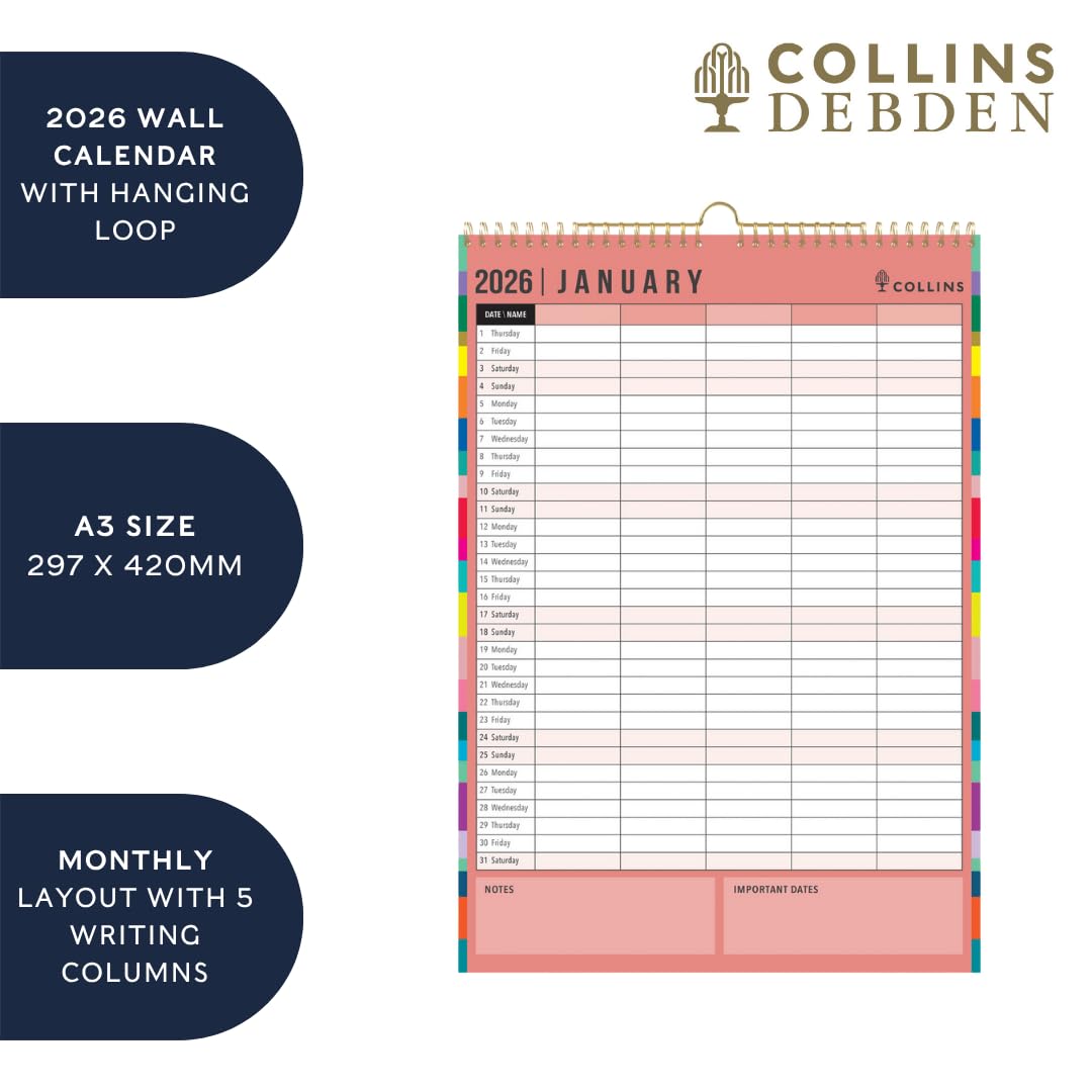 Collins - Edge Rainbow - Monthly Wall Calendar 2026 (EDFC135-26) - Medaid International