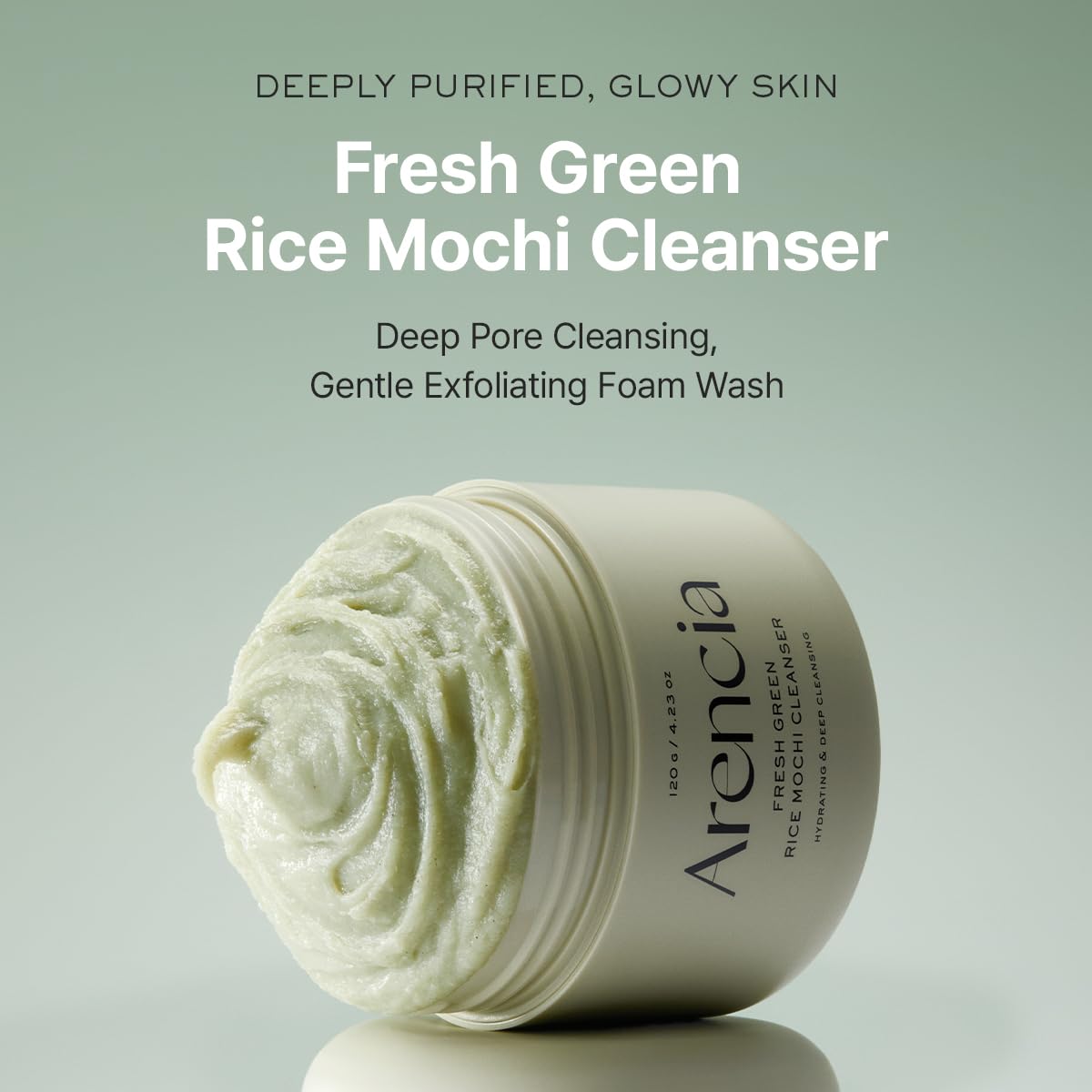 ARENCIA Korean Rice Mochi Face Cleanser - Face Wash, Gentle Scrub All in One for Deep Cleansing, Moisturizing, Pore Minimizing, Acne-Prone Skin, Removing Blackhead with Rice Water & Green Tea - Medaid International