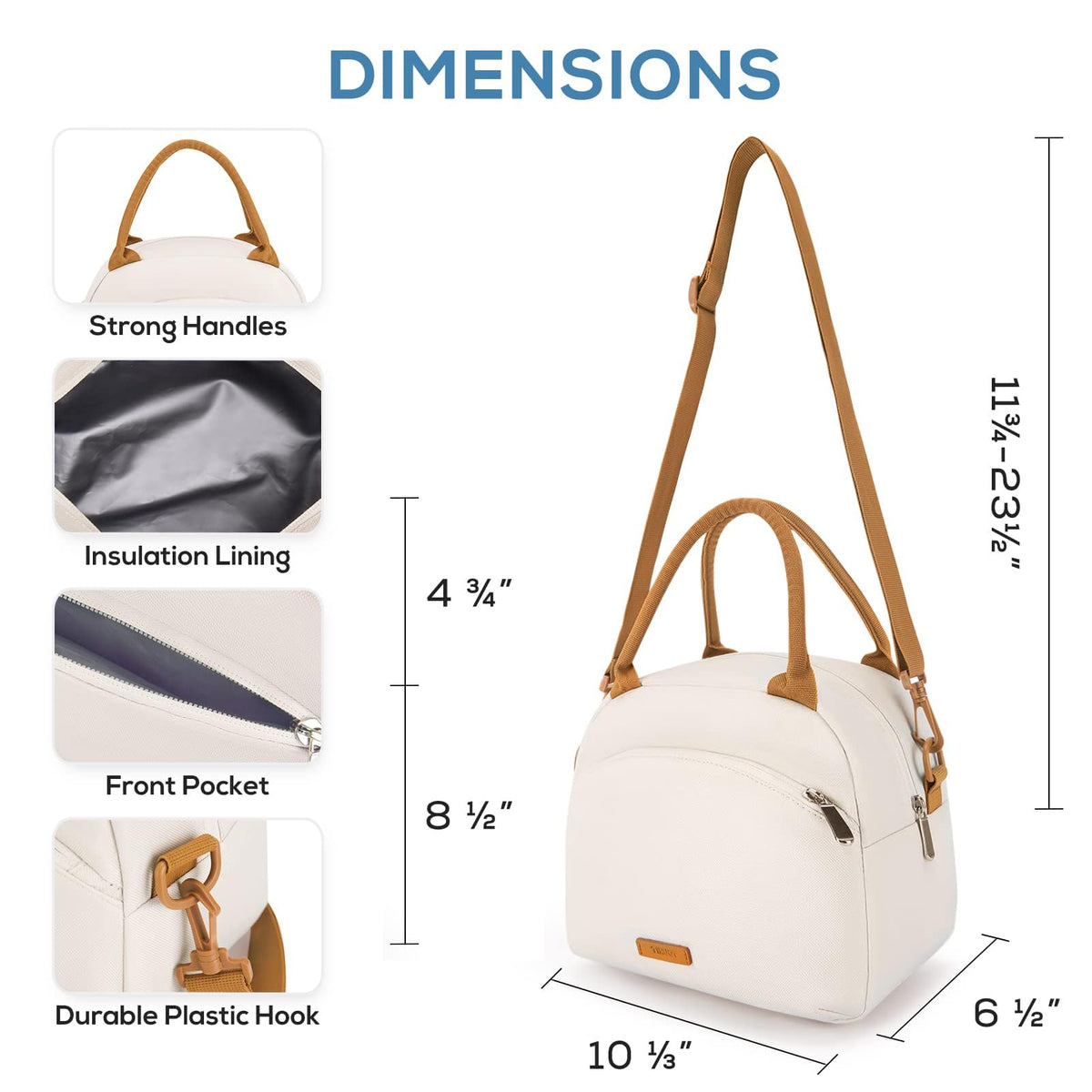 TERRIFI Stylish and Spacious Lunch Bag Set, Perfect for Work, School, Picnics, and Travel - Includes Utensils and Insulated Tote Bag (Beige)