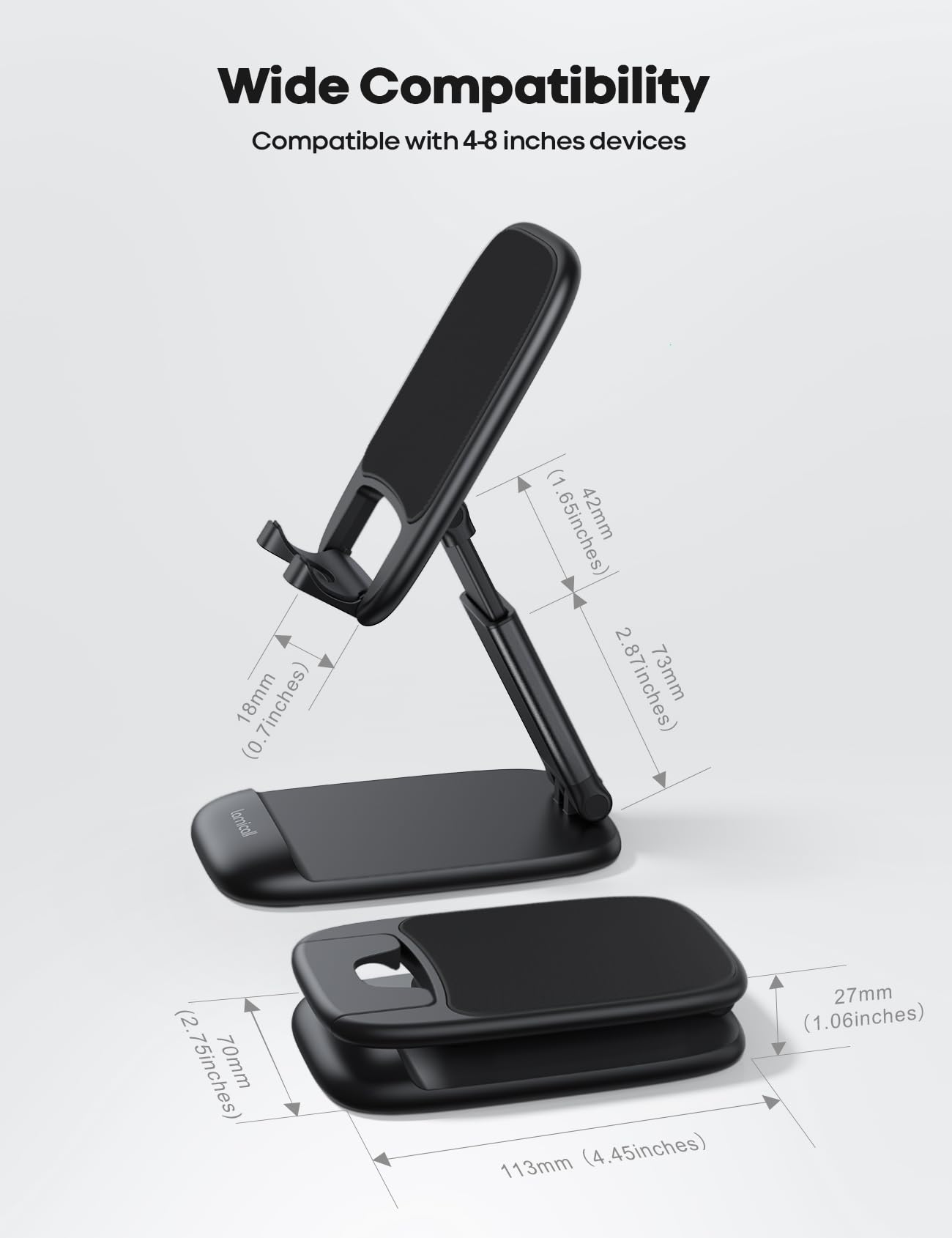 Lamicall Cell Phone Stand for Desk - [Height Adjustable] Foldable Mobile Phone Holder, Portable Stand for iPhone 17 16 15 14 13 12 11 Pro Max Plus Air, Galaxy S25 S24, Cellphones, Office Accessories - Medaid International