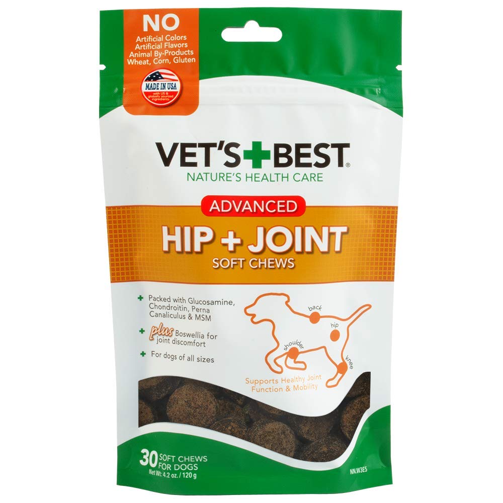 Vet's Best Advanced Hip & Joint Soft Chew Dog Supplements - Formulated with Glucosamine and Chondroitin to Support Dog Joint and Cartilage Health -30 Day Supply