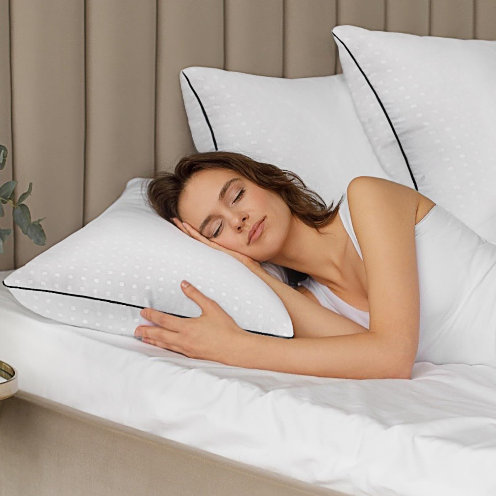 Higoom Standard Size Bed Pillows for Sleeping 4 Pack,Luxury Hotel Pillows,Comfortable and Supportive,Machine Washable,Suitable for Stomach,Back and Side Sleepers. - Medaid International