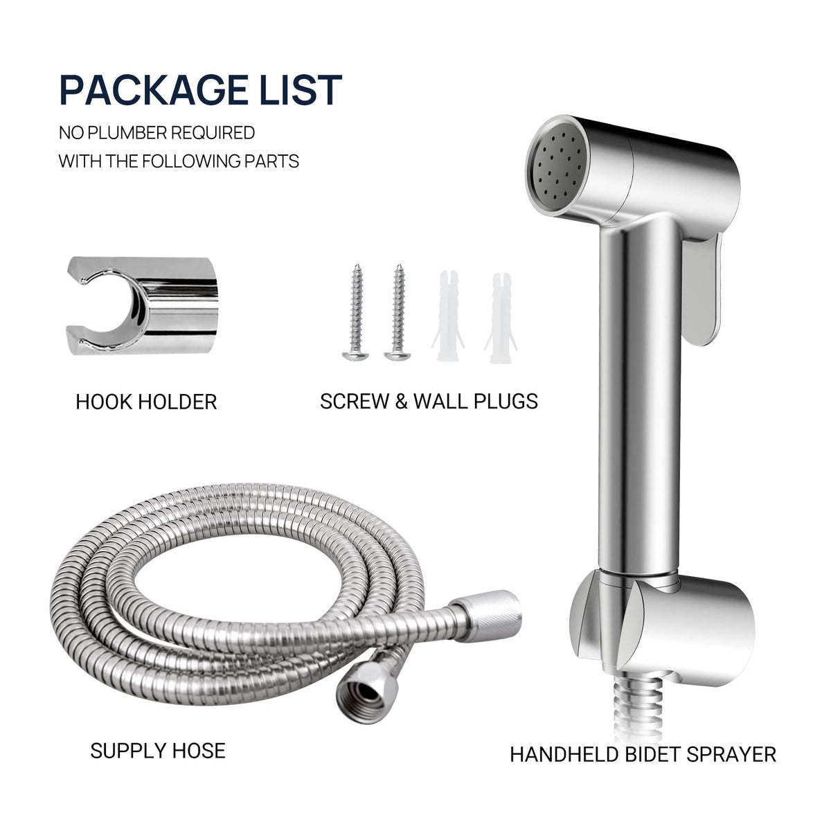 JOMOO Shattaf, Copper Alloy Bidet Sprayer for Toilet, Handheld Bidet Shower with 47inch Bidet Hose and Holder for Muslim Shower and Personal Hygiene