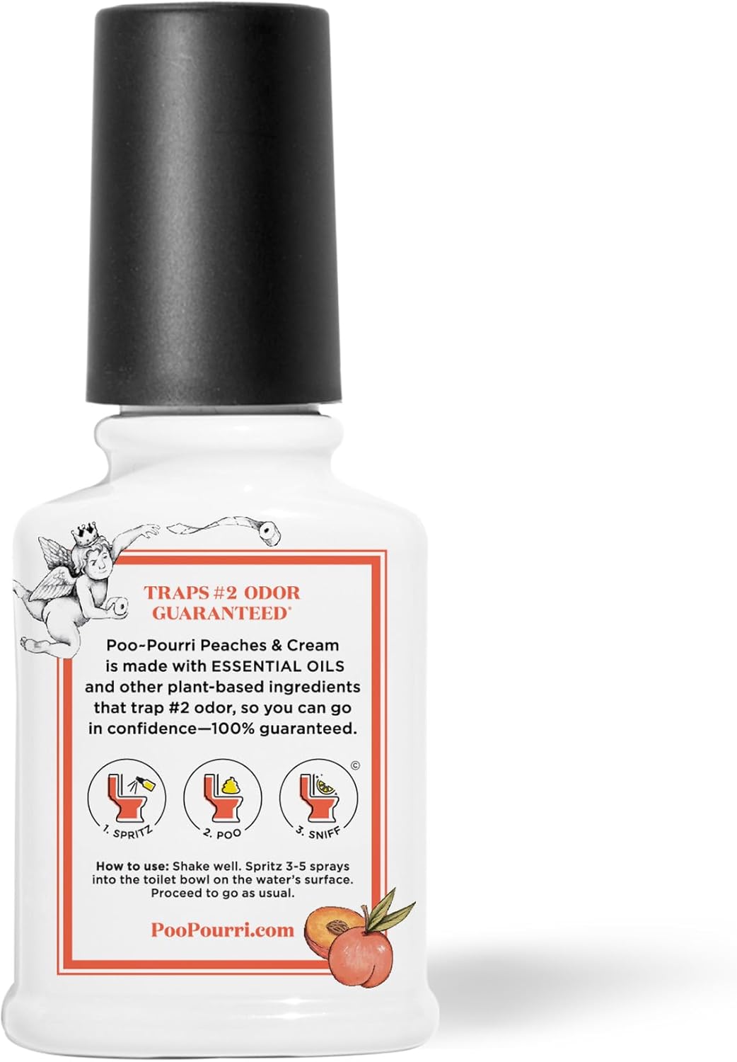 Poo-Pourri Before-You-Go Toilet Spray, Peaches & Cream, 2 Fl Oz - Peach, Jasmine and Vanilla