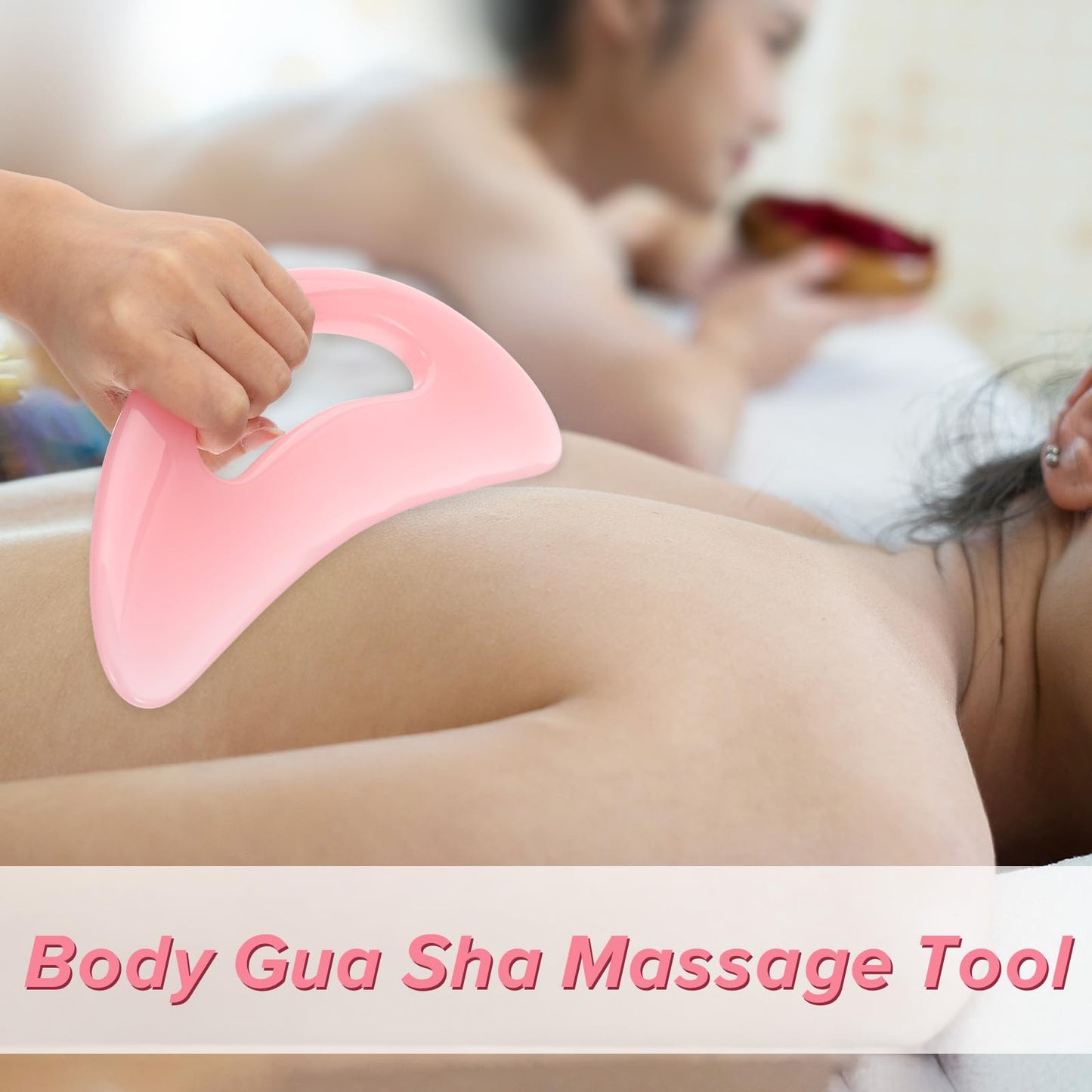 YBEATY Body Gua Sha Tool Cellulite Scraping Sculpting Guasha Tools Natural Resin Lymphatic Drainage Massager Tool for Face Back Neck Legs Man Women Birthday Festival (Pink) - Medaid International