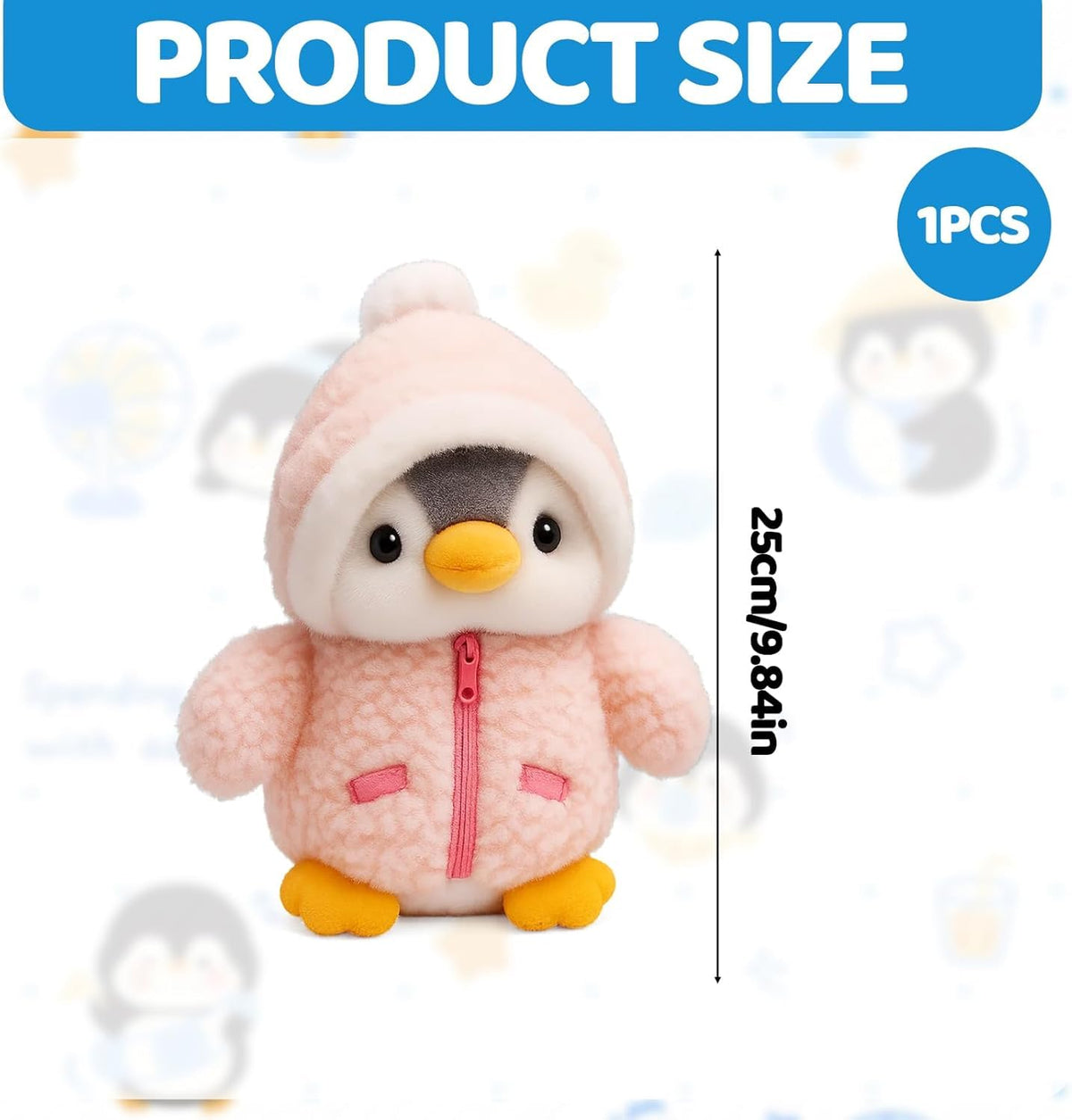 KASTWAVE Pink Penguin Plush Plaything - Soft Cuddly Stuffed Animal for Kids & Adults, Adorable Companion for Birthday, Christmas & Gift Giving (25cm)