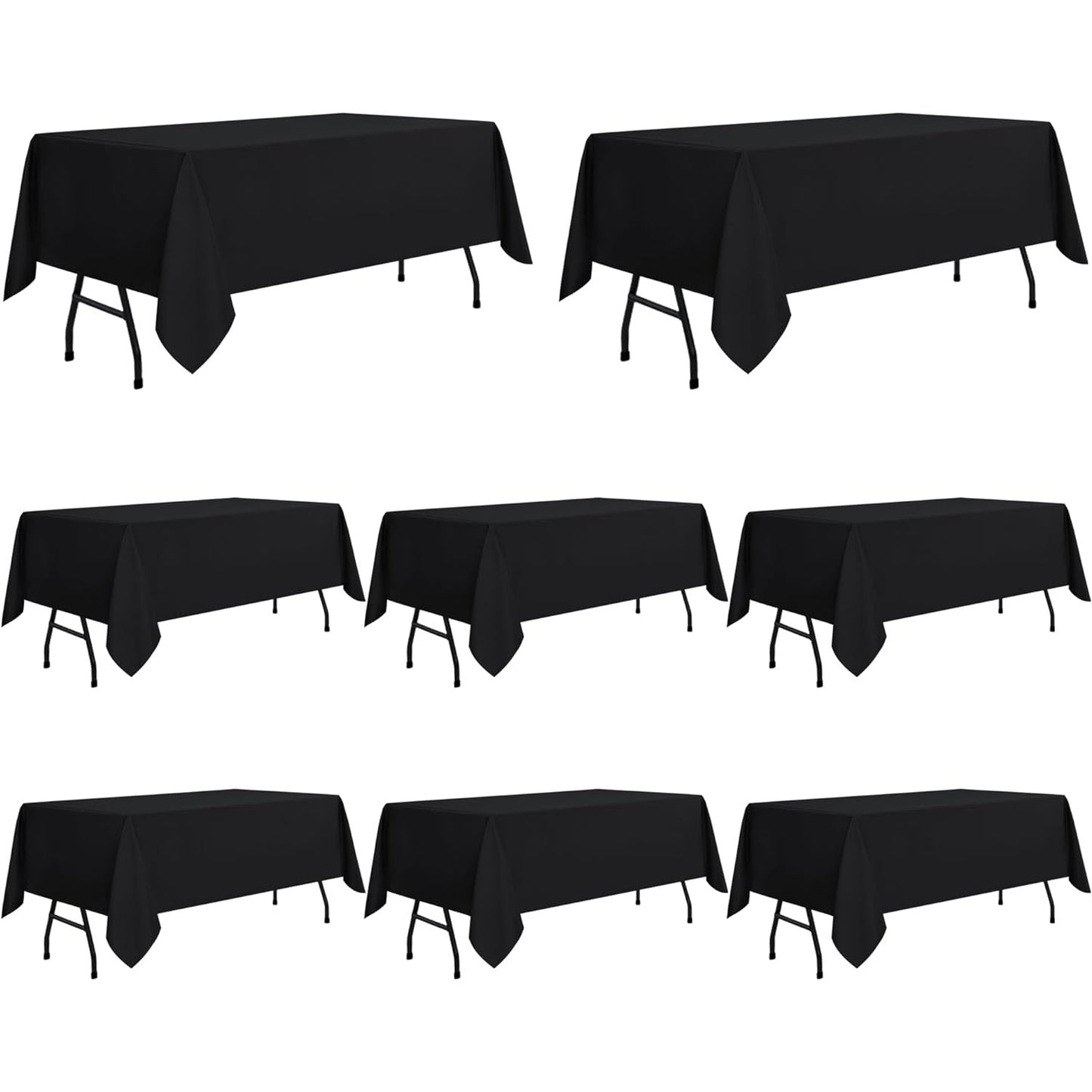 sancua Rectangle Tablecloth - 60 x 84 Inch - Stain and Wrinkle Resistant Washable Polyester Table Cloth, Decorative Fabric Table Cover for Dining Table, Buffet Parties and Camping, Black - Medaid International