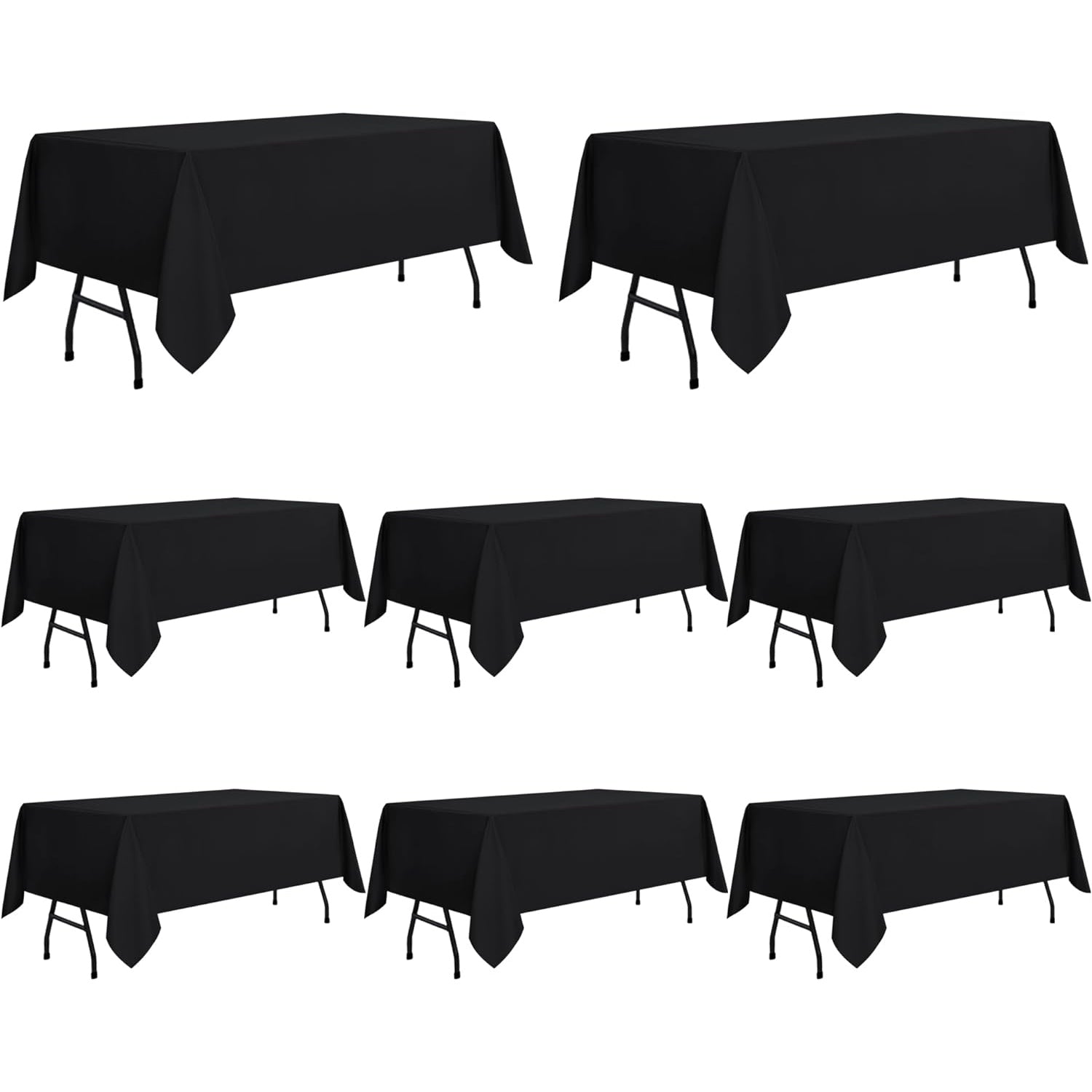 sancua Rectangle Tablecloth - 60 x 84 Inch - Stain and Wrinkle Resistant Washable Polyester Table Cloth, Decorative Fabric Table Cover for Dining Table, Buffet Parties and Camping, Black - Medaid International