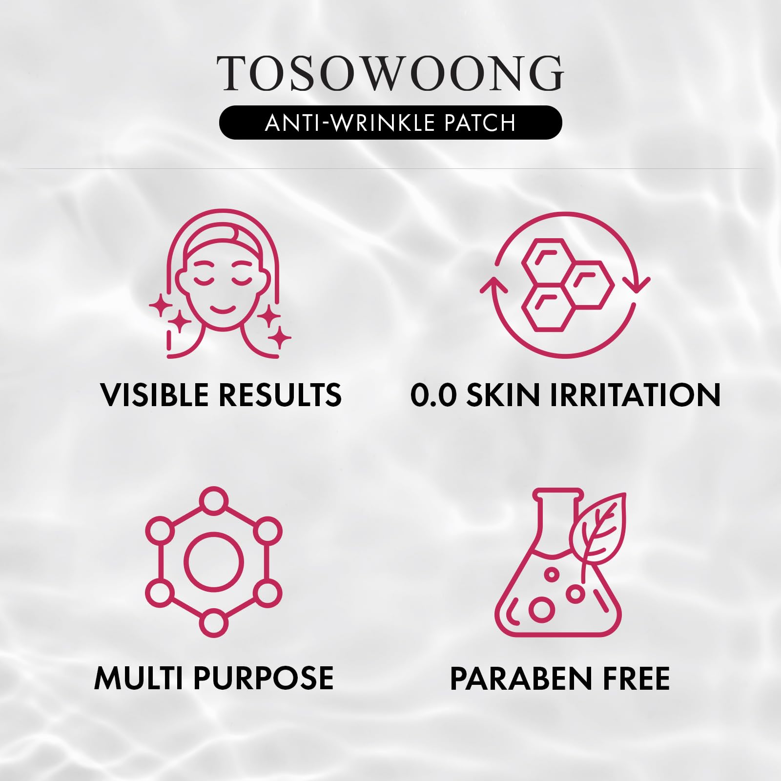 TOSOWOONG Anti-Wrinkle Patch with Hydrolyzed Collagen, Forehead & Eye & Smile Line Wrinkle Patches, Anti-Wrinkle Tape, K-Beauty Overnight Under Eye Patches, Korean Skincare, 5ea (10patches X 5) - Medaid International