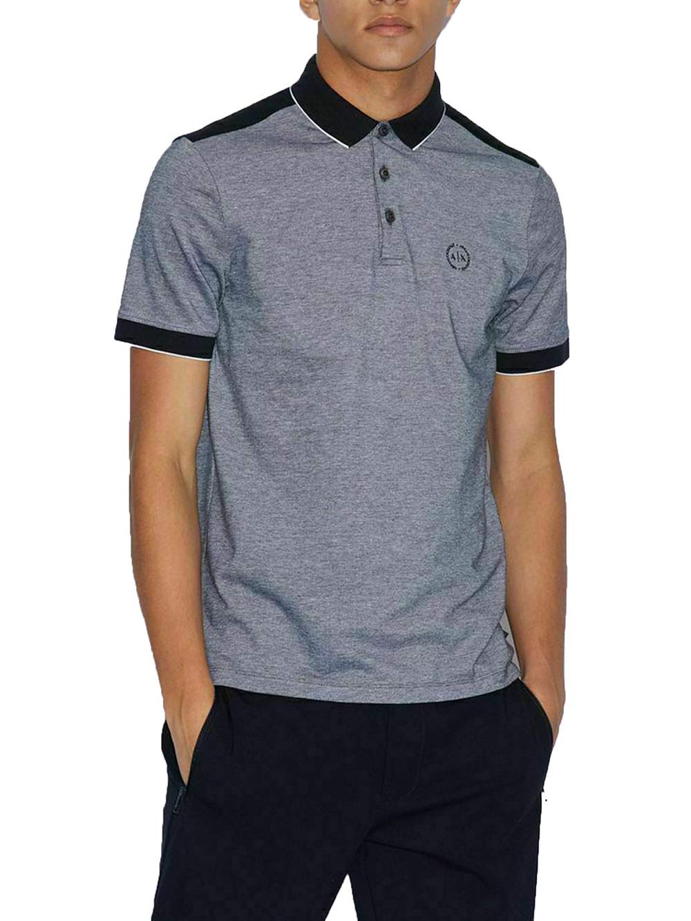 A|X ARMANI EXCHANGE mens With Stripes Polo Shirt, Navy, XX-Large US - Medaid International