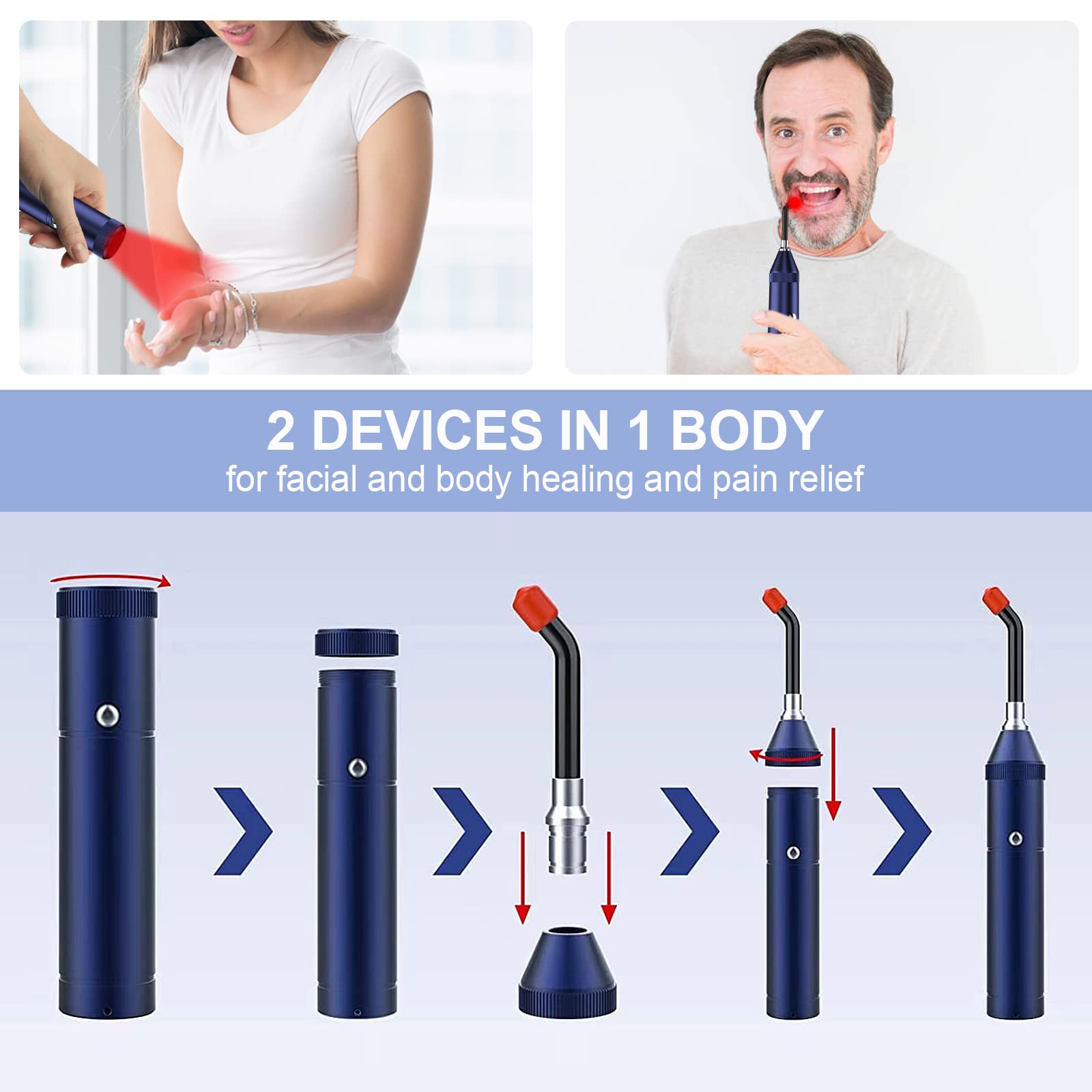 Tashi Red Light Therapy Device, Cold Sore Canker Sore Treatment Device, Infrared Light Therapy for Lips Mouth Nose Ear Knee Feet Hands Joint Muscle Nerve Pain Relief with Removable Tip - Medaid International
