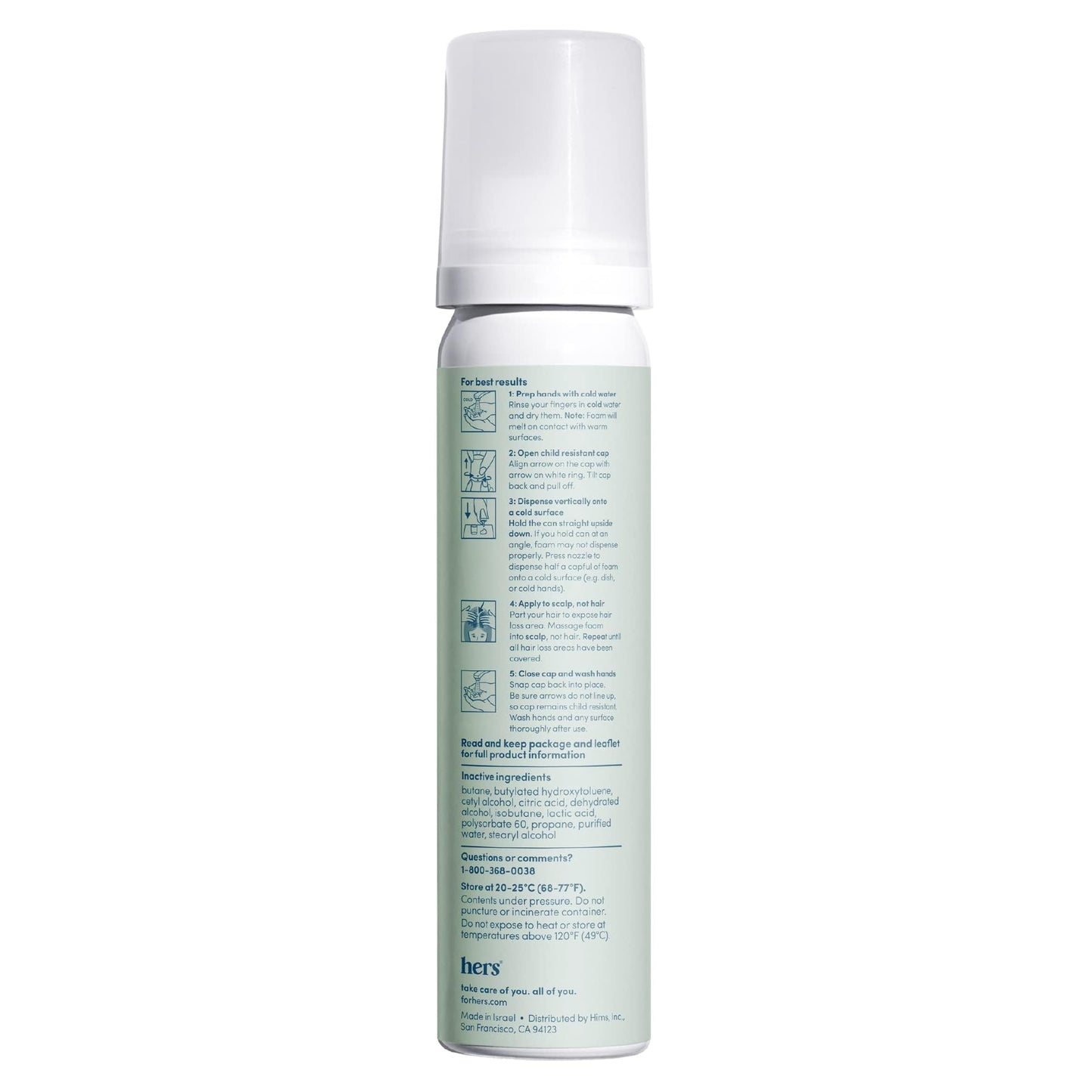 hers Hair Regrowth Treatment - Topical Minoxidil 5% Foam for Women - Extra Strength - Supports Thicker, Fuller Hair - Non-Greasy - Unscented, 2 Pack - Medaid International