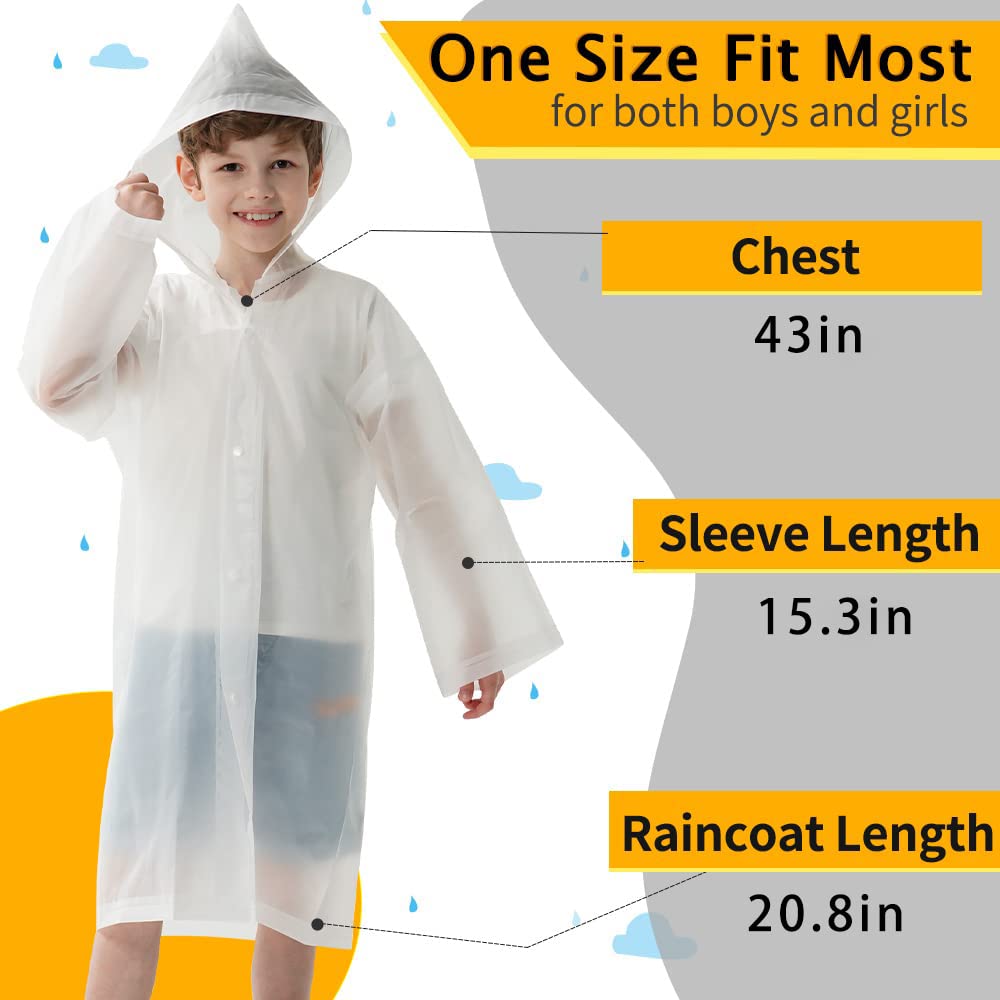 Kids Waterproof Raincoat, EVA Portable Rain Poncho, for Girls Boys Toddler Rainwear Rain Jacket Cape, Reusable Children Raincoat for Outdoor Climbing Cycling Hiking Camping