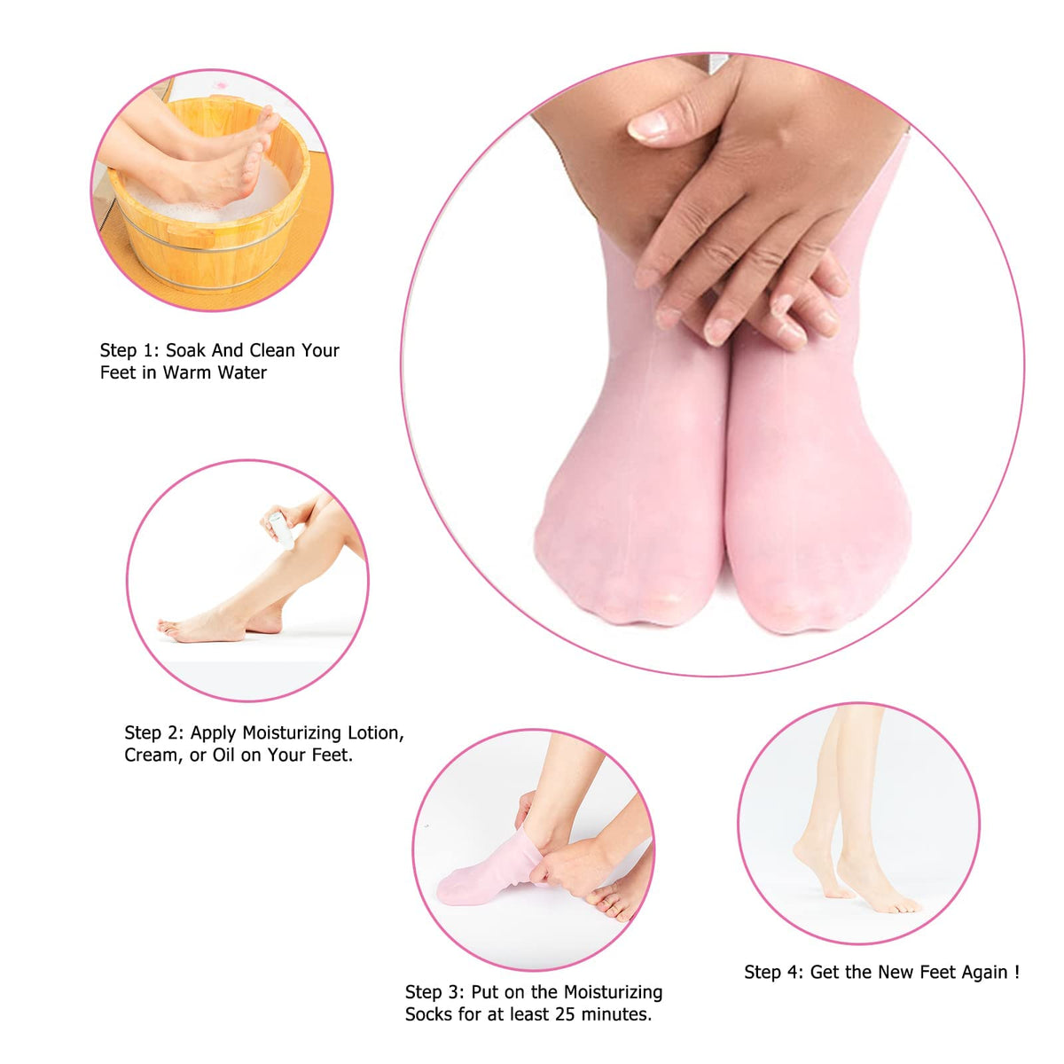 KASTWAVE Moisturizing Socks, Long Silicone Socks, Aloe Socks, Soft Gel Socks, Women Foot Spa Pedicure Socks for Repairing Cracked Heel, Dry Feet, Softening Calluses, Rough Skin