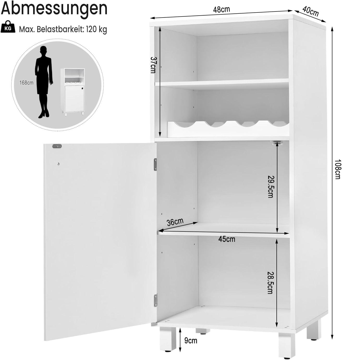 WOLTU Kitchen Cabinet with Wine Rack (KSK01WS)
