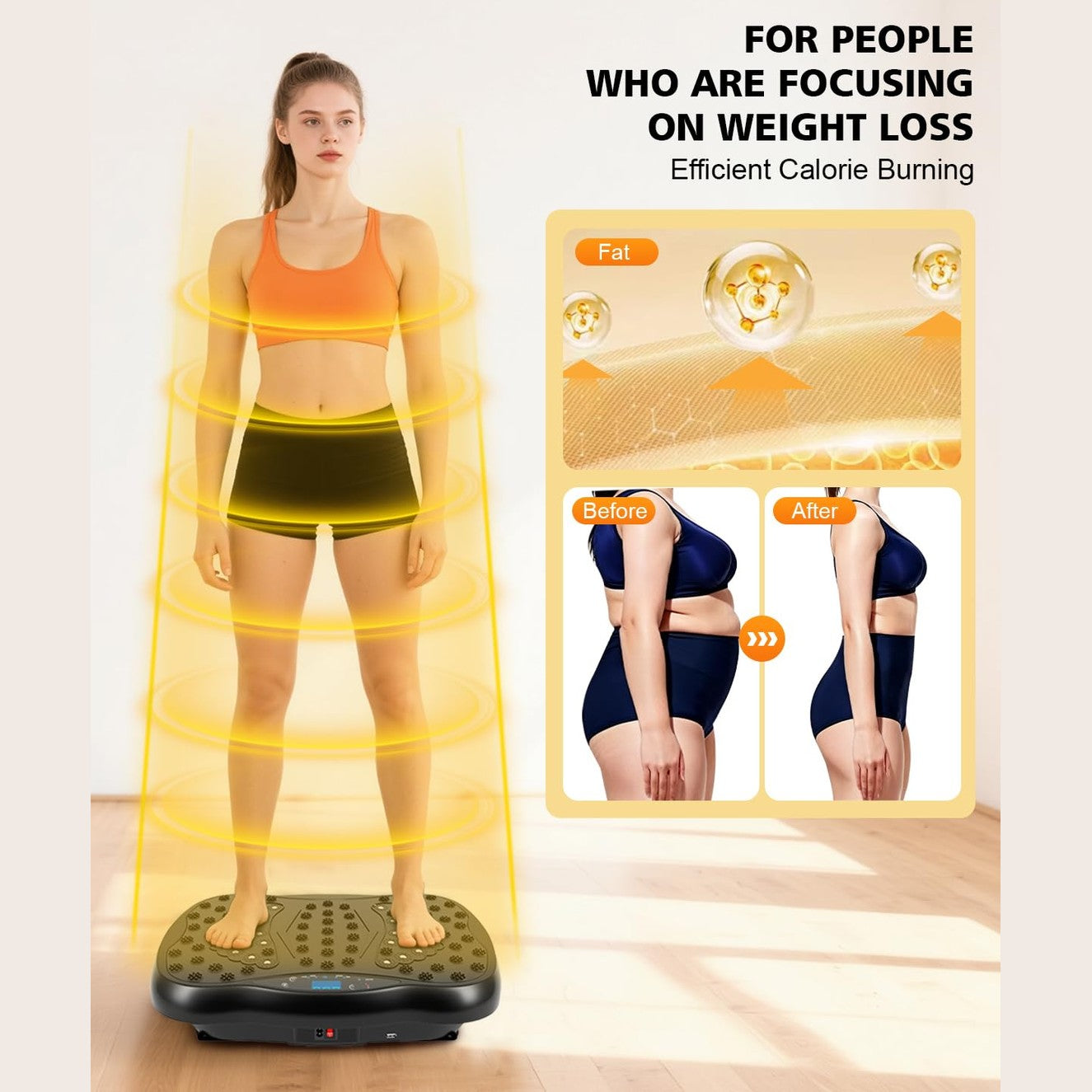 FURFAST Vibration Plate Exercise Machine, 10 Auto Modes/200-Levels Vibrating Plate for Lymphatic Drainage Weight Loss, 450lbs Capacity Whole Body Shake Plate for Women Men