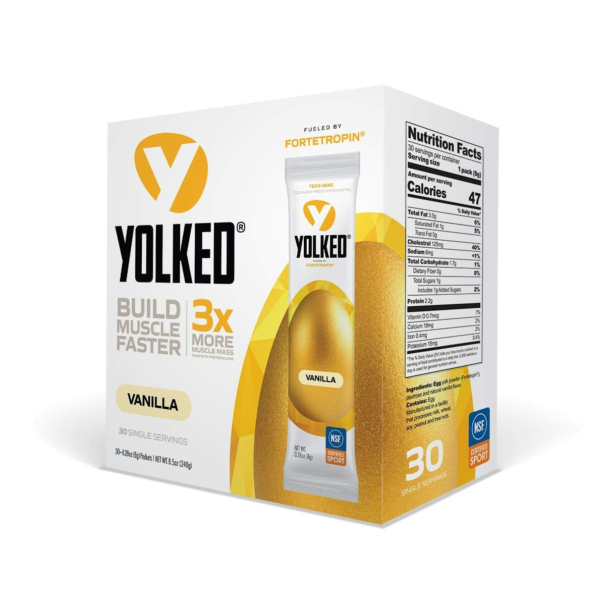 YOLKED - NSF-Certified Muscle Building Supplement - Help Increase Lean Muscle, Reduce Muscle Loss, and Improve Recovery with Fortetropin, 30 Servings - Medaid International