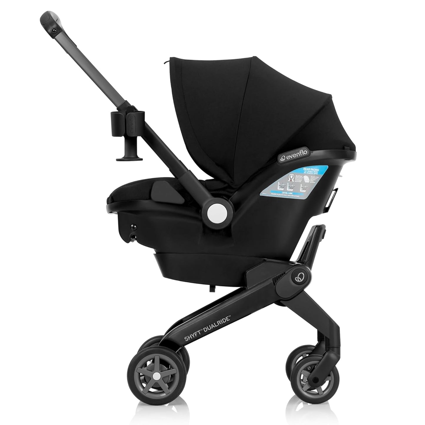 Evenflo® Shyft™ DualRide™ Infant Car Seat - Stroller Combo with Carryall Storage Beaufort Black