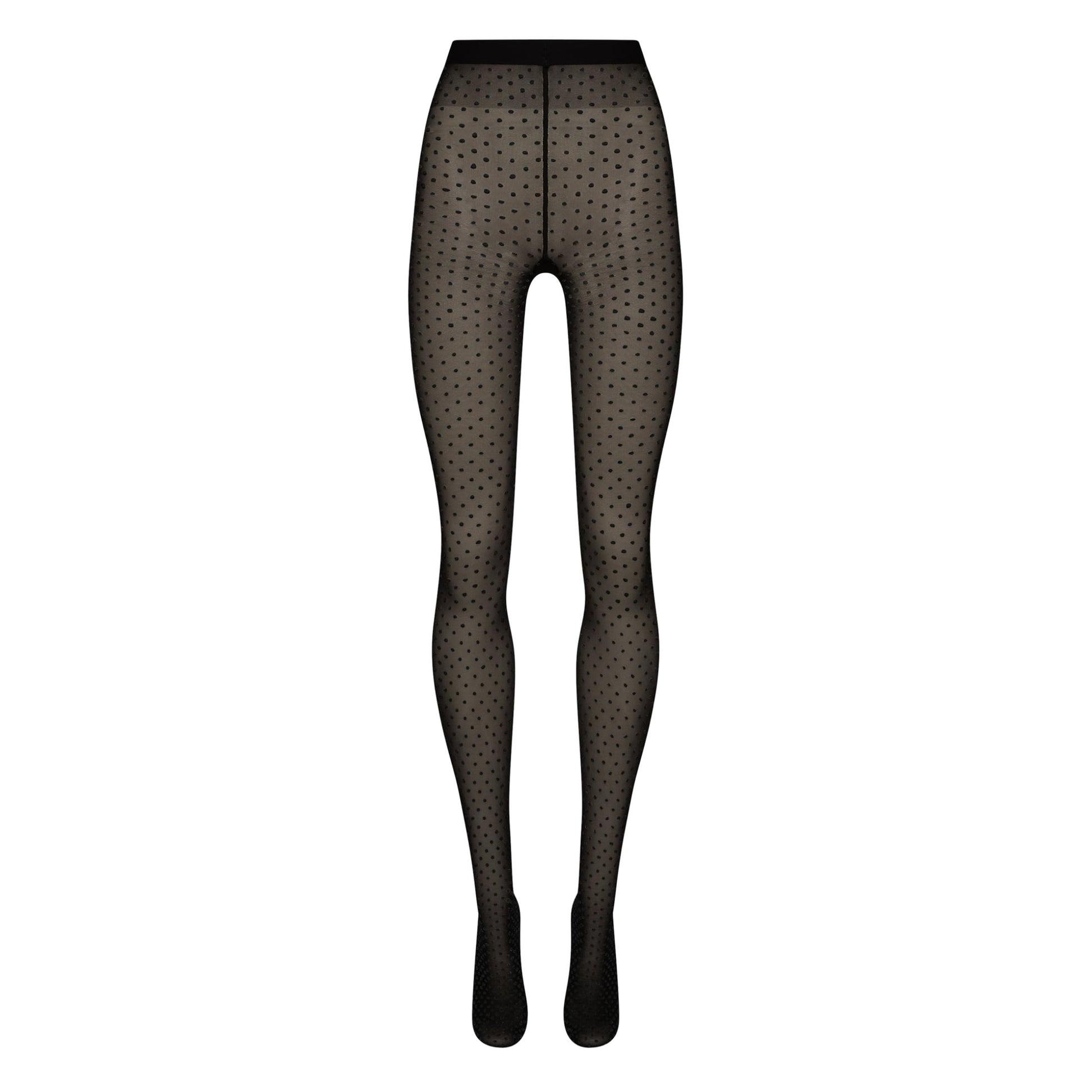 Wolford Satin Touch Dots Tights for Women 20 Denier Sheer Hosiery Pantyhose Elegant 3D Dot Design Shiny Finish Soft Waistband Black - Medaid International