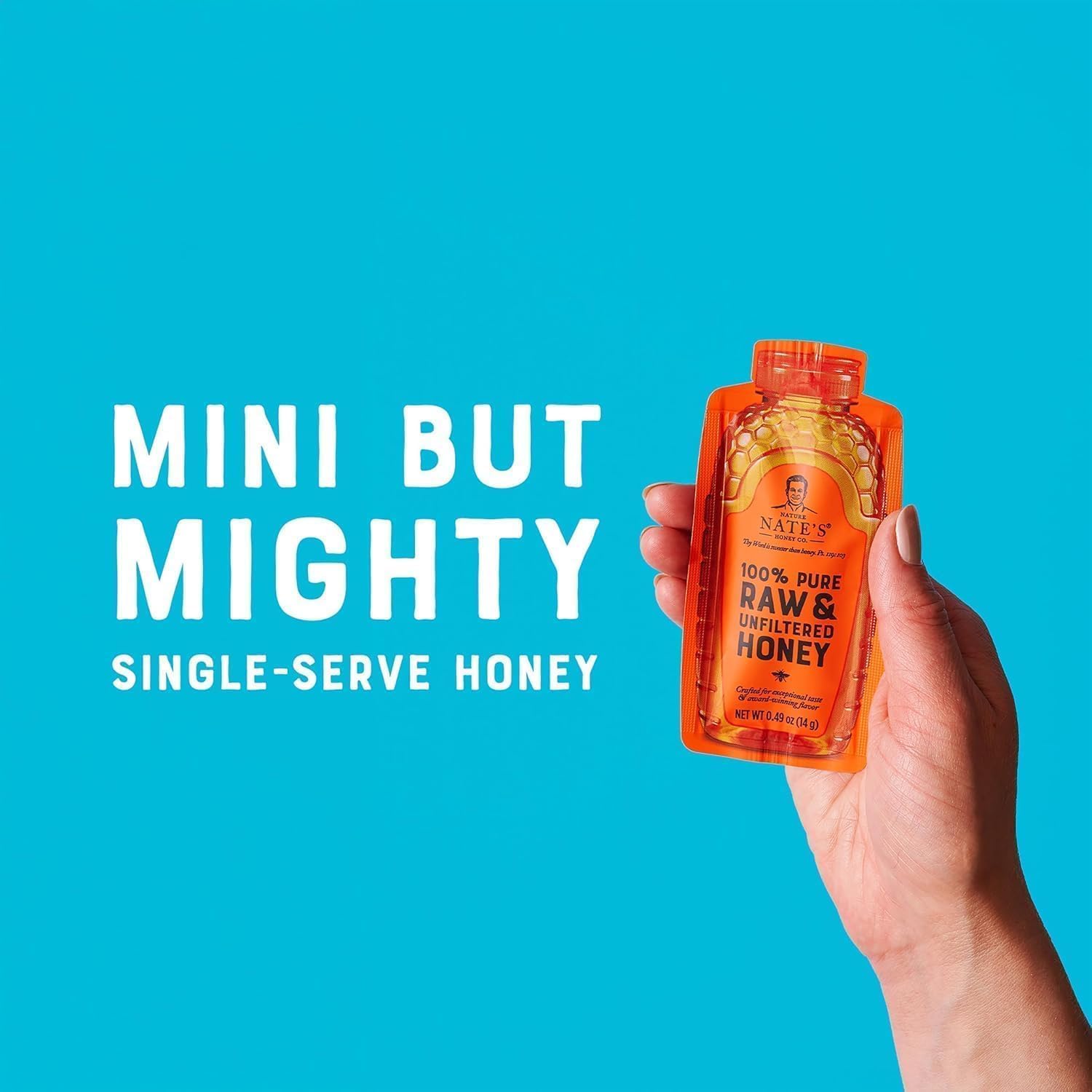 Nate's Honey Minis - Single-Serve 100% Pure, Raw & Unfiltered Honey – 0.49oz Packets, 20ct box - Medaid International