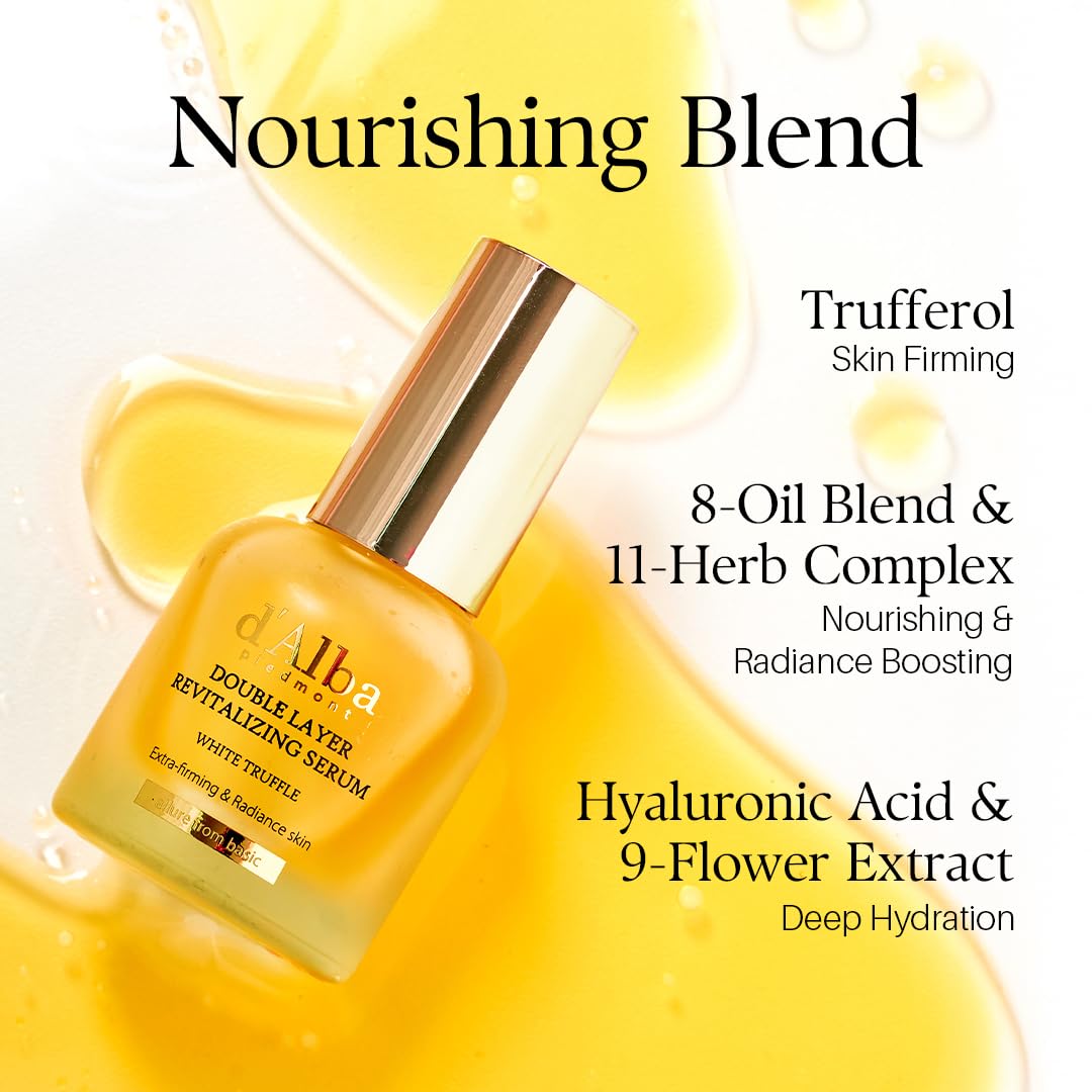 d'alba Piedmont Italian White Truffle Double Layer Revitalizing Serum, 100hr Hydration, Hyaluronic Acid and Centella Asiatica, Skin Firming and Tightening, Long-lasting Korean Skin Care (1.69 fl.oz) - Medaid International