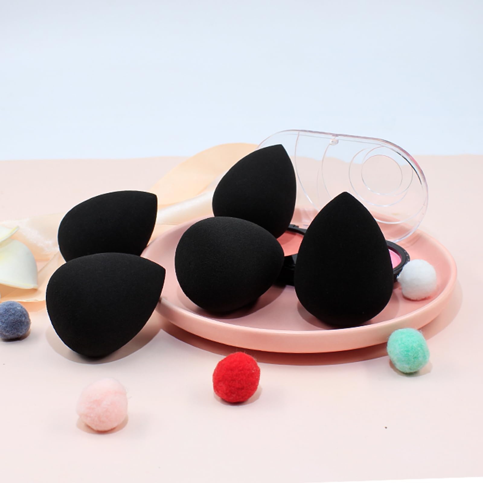 BEAKEY Makeup Sponge Set, 5 Pcs Foundation Blending Sponge, Beauty Sponges Flawless for Liquid, Cream, and Powder, Latex-Free and Vegan Boun Boun Makeup Sponges, Black - Medaid International