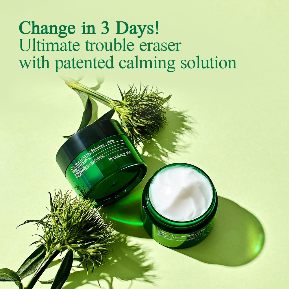 Pyunkang Yul PKY Ultimate Calming Solution Cream for Sensitive Skin with Patented Ingredients, Moisturizer Intensely Calms & Soothes Redness with Cica & Tea Tree, Korean Skincare (1.01 Fl. Oz, 30ml) - Medaid International