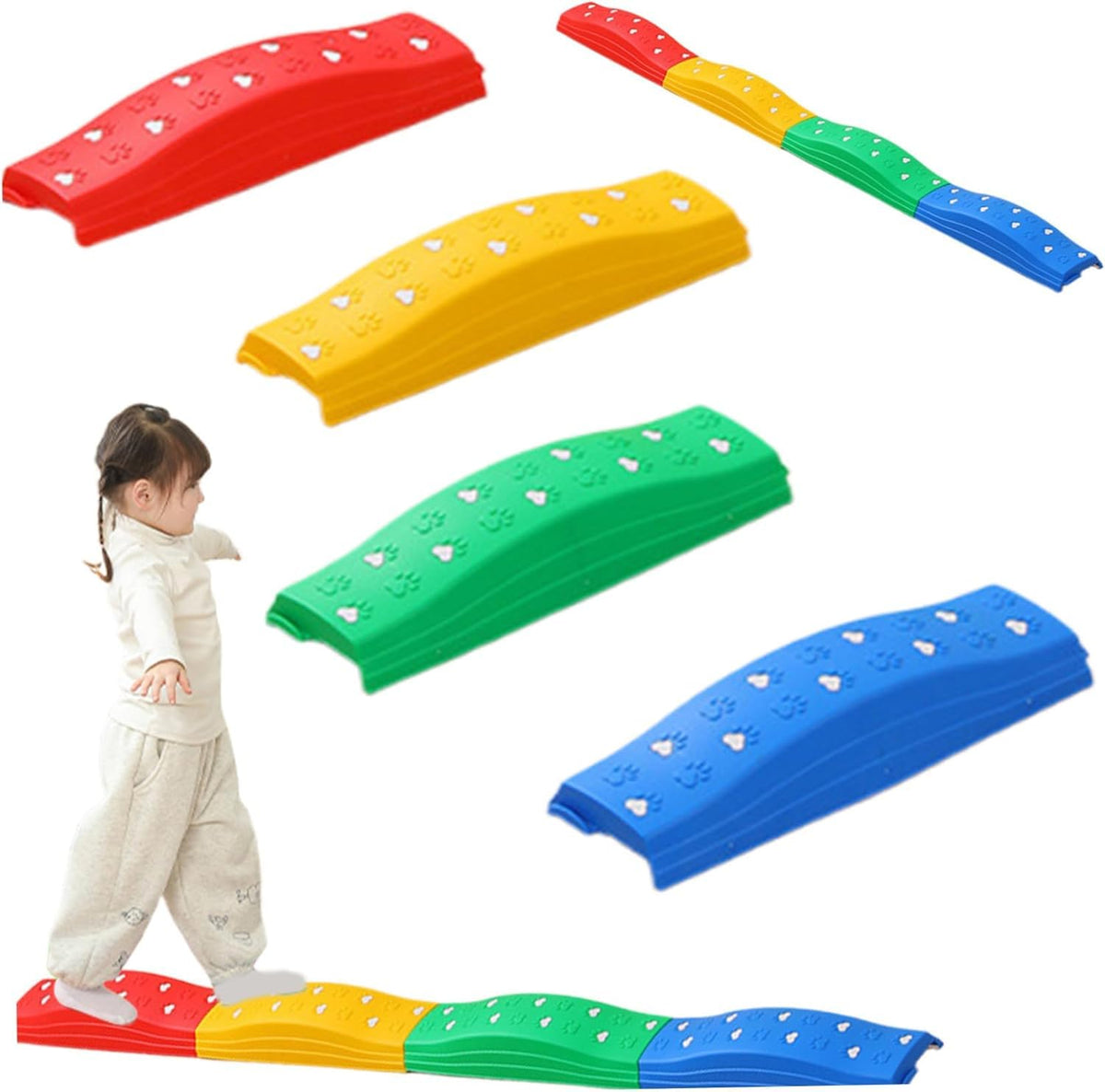 KASTWAVE 4 Pcs Toddler Stepping Stones - Flower-Shaped Non-Slip Balance Toys, Indoor & Outdoor Play Equipment for Kids, Sensory Balance Beam/Board to Boost Creativity, Imagination & Motor Skills