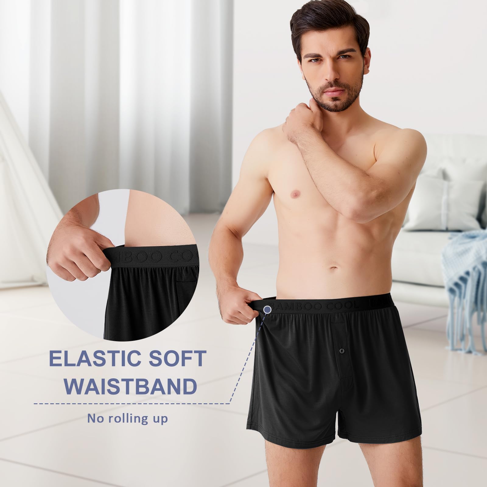 BAMBOO COOL Mens Boxer Shorts Underwear Soft Comfortable Breathable Knit Boxers Short for Men (5 Pack), XX-Large - Medaid International
