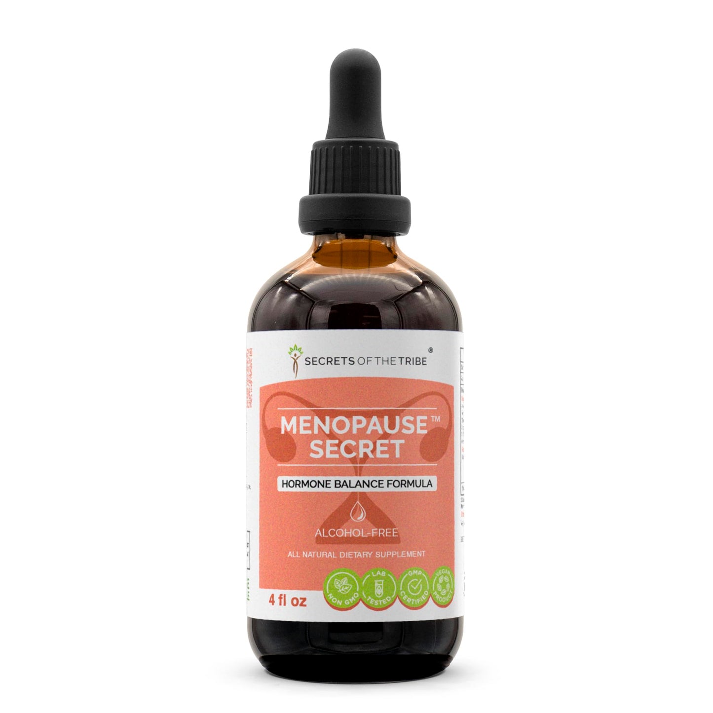 Menopause Secret Alcohol-Free, Glycerite Black Cohosh, Vitex, Red Clover, Maca, Dong Quai, St. John's Wort. Tincture, Herbal Extract Hormone Balance Formula 4 OZ - Medaid International