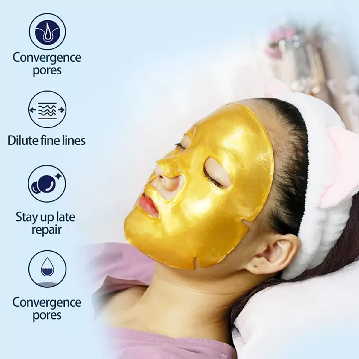 ObiPosay Collagen Facial Masks (10-Pc) - Vegan Gold Facial Mask - Anti Aging,Puffiness, Moisturizing, Deep Tissue Rejuvenation and Hydrates Skin - Medaid International