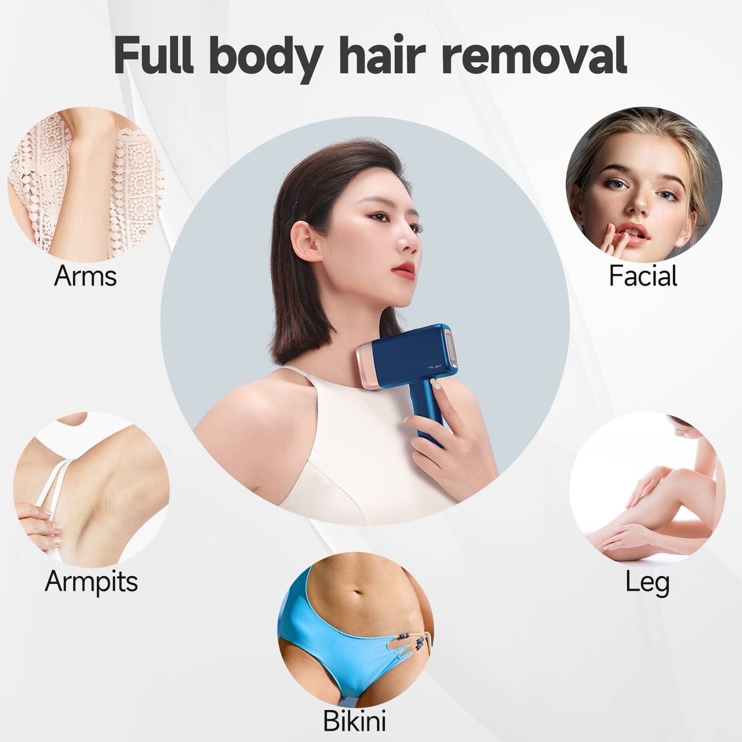 MLAY IPL Hair Removal Device, Ice Cooling Protection Laser Whole Body Hair Remover for Home Use Women and Men (1*HR+1*Bikini HR) - Medaid International