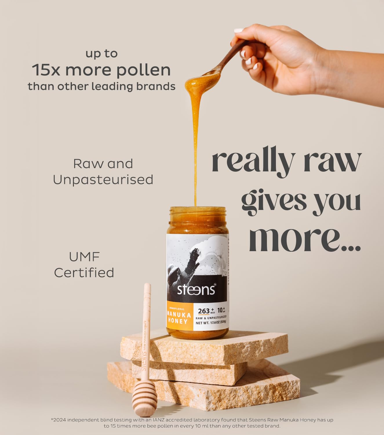 Steens Manuka Honey - MGO 263+ - Pure & Raw 100% Certified UMF 10+ Manuka Honey - Bottled and Sealed in New Zealand - 17.6 oz Jar… - Medaid International