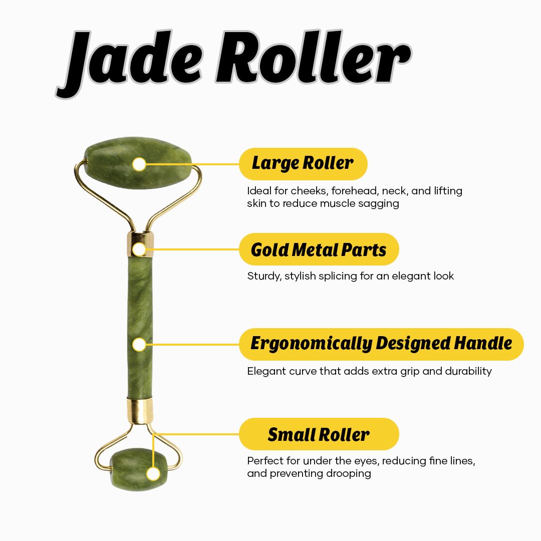 Saturn by GHC Facial Massager Jade Roller & Gua Sha Tool Natural Himalayan Stone for Face & Neck - Medaid International