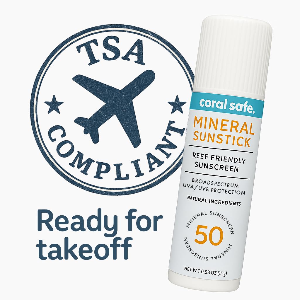 Reef Safe Sunscreen SPF 50 Facestick - Biodegradable, Hawaii & Mexico Approve, Zinc, Vitamin E, Oxybenzone & Octinoxate Free, Water Resistant, Natural Ingredients, Made in USA by Coral Safe - Medaid International