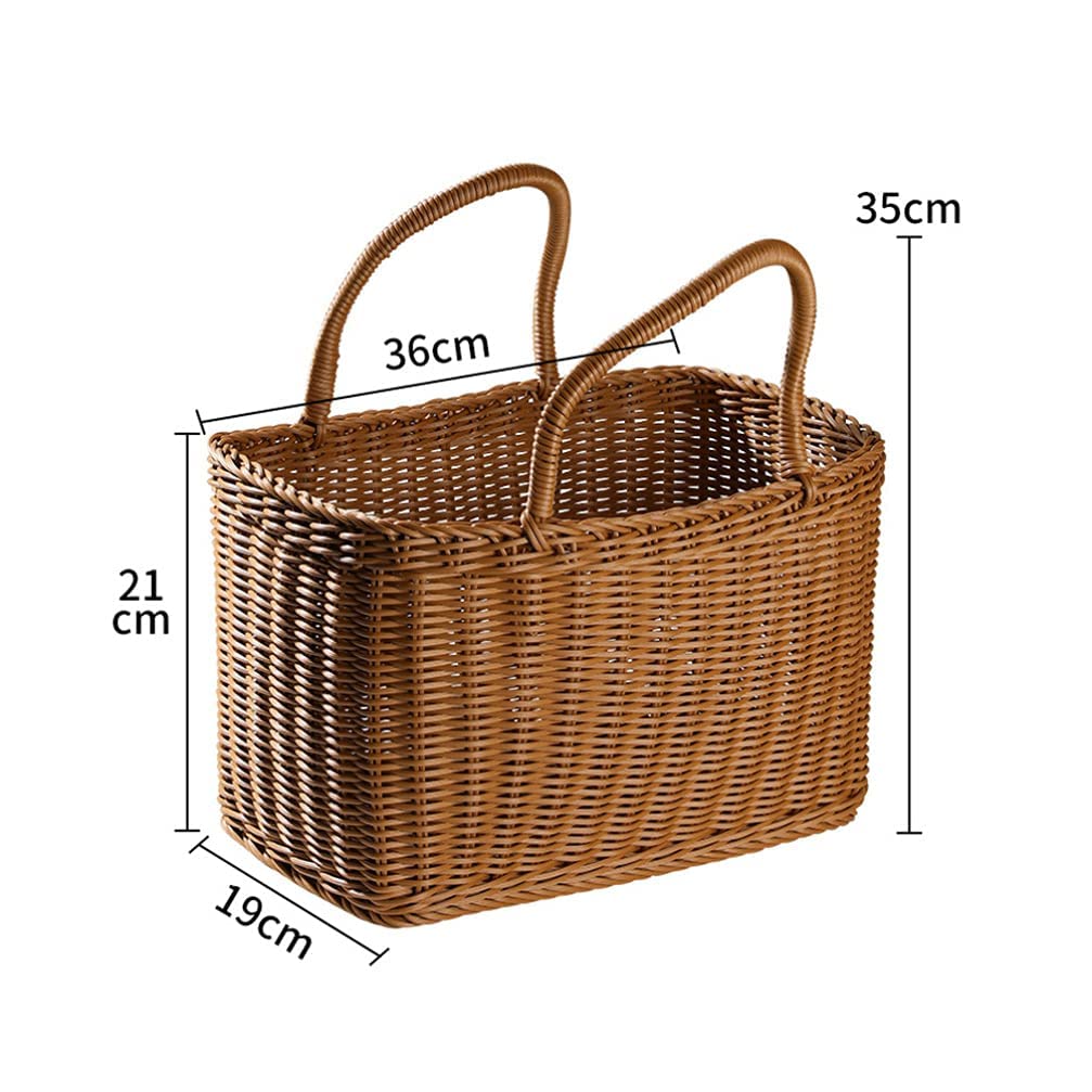 TERRIFI African Market Basket Large Oval Plastic Basket with Handle Grocery Bag Shopping Bag