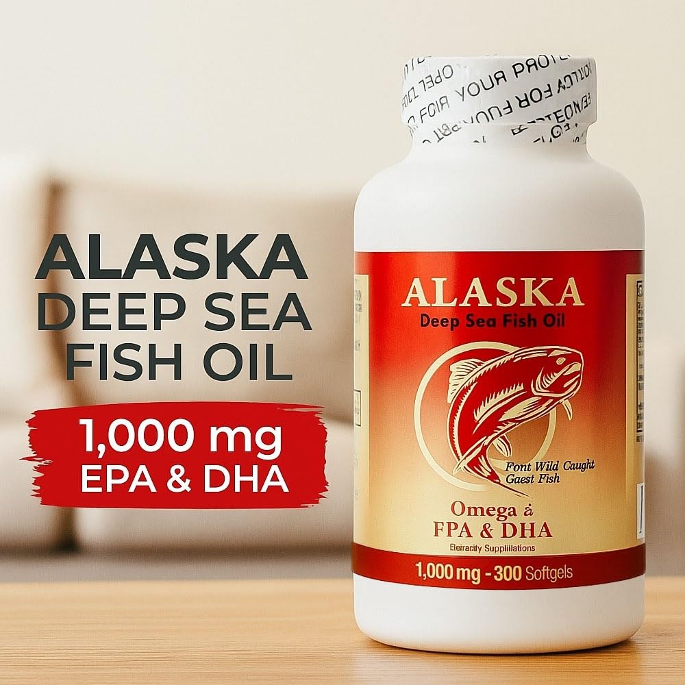 NCB NCB TECHNOLOGY Alaska Deep Sea Omega-3 Fish Oil 1000mg | EPA & DHA Softgels | Wild-Caught & Sustainably Sourced | Supports Heart, Brain, Joint & Immune Health | 300 Softgels - Medaid International