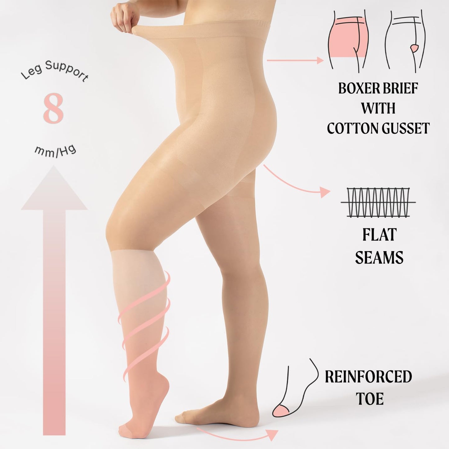 CALZITALY High Waist tights Control Top Shaping Nylons, Shaping Pantyhose, 20 Denier Sheer Shaping Tights for All Day Use (Medium, Skin) - Medaid International