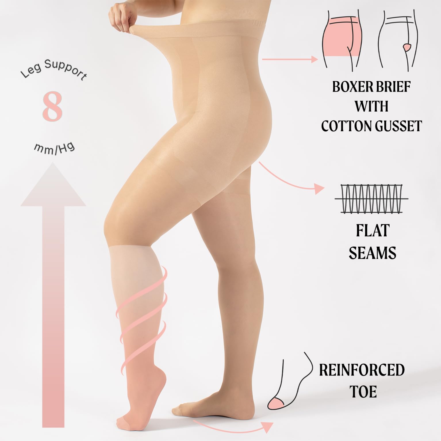 CALZITALY High Waist tights Control Top Shaping Nylons, Shaping Pantyhose, 20 Denier Sheer Shaping Tights for All Day Use (Medium, Skin) - Medaid International