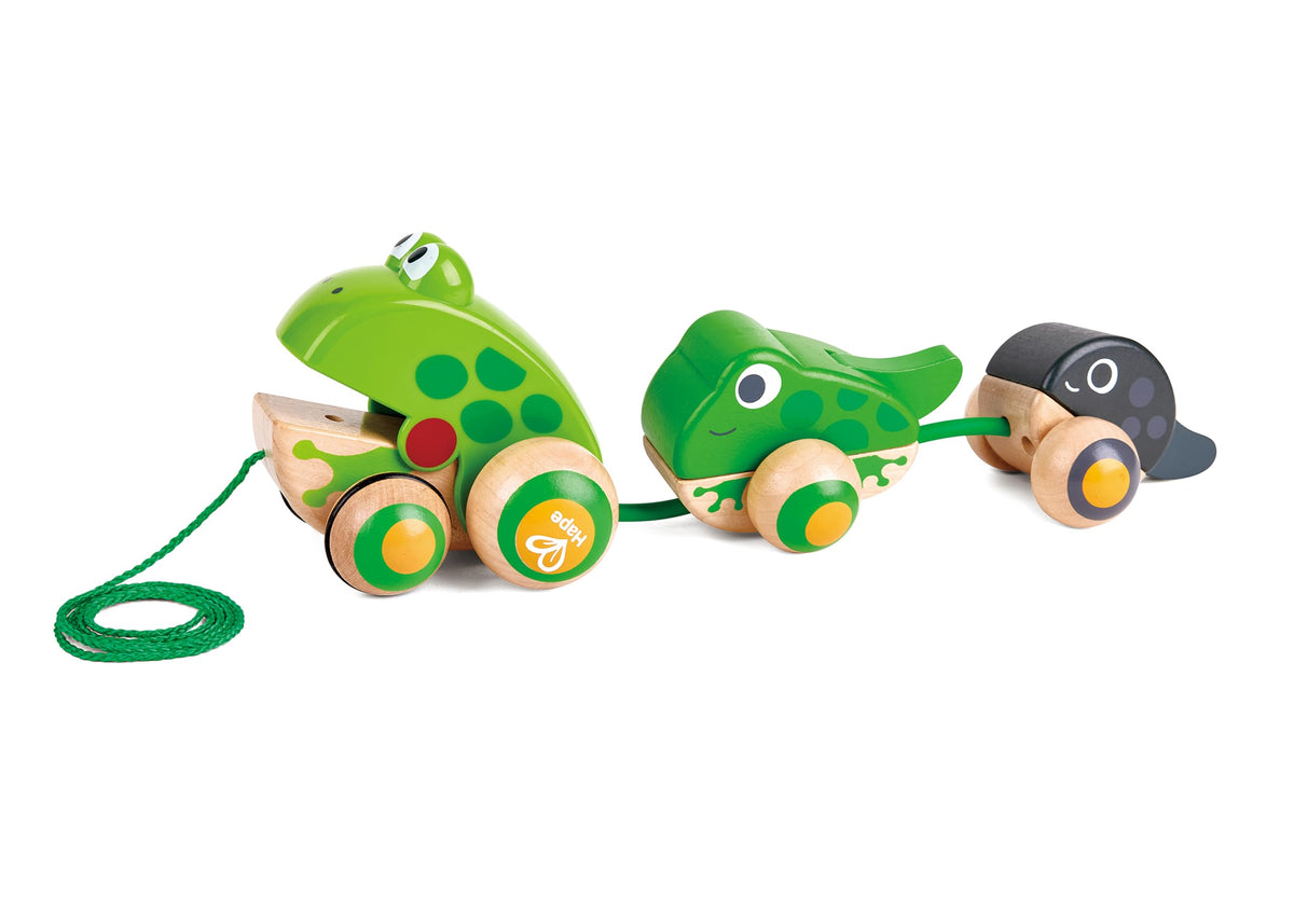 Hape Wooden Pull-Along Toy for Toddlers Montessori Pull Toy, Eco-Friendly Wooden Frog Animal Walking for Babies 12 Months+, Educational Fine Motor Skill Development, Non-Toxic Safe Kids Gift