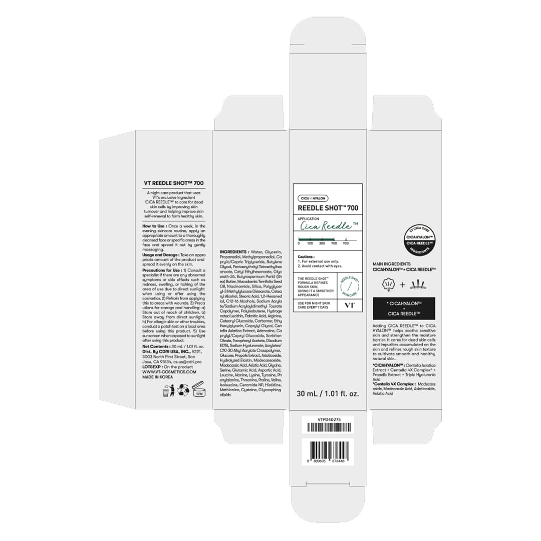 VT COSMETICS CICA Reedle Shot 700, Spicule Microneedling Serum for Pore Care&Exfoliation, Exosome&Centella Asiatica for Glass Skin, Acne&Blemish Care, Korean Liquid Skin Booster (1 Fl Oz / 30ml) - Medaid International