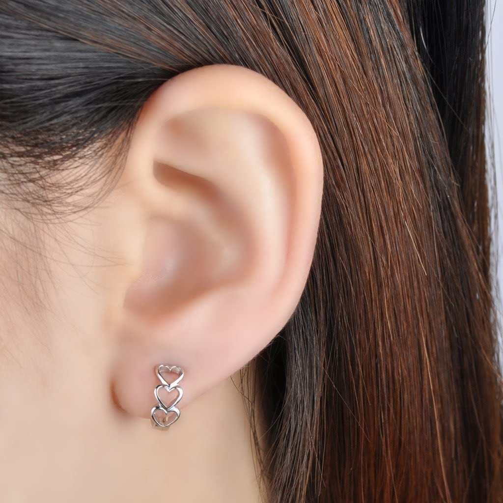 KASTWAVE Silver Hoop Earrings for Women 925 Sterling Silver Heart Plain Huggie Hoop Earrings Creole for Women/Girls