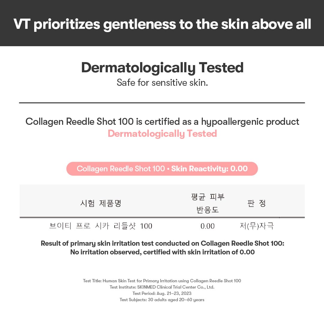 VT COSMETICS Collagen Reedle Shot 100, Microneedling Serum, Firming & Elasticity, 500Da Collagen Extract, Soft & Glass Skin, Pink Serum, Korean Skin Booster 1.69Fl Oz(50ml) - Medaid International