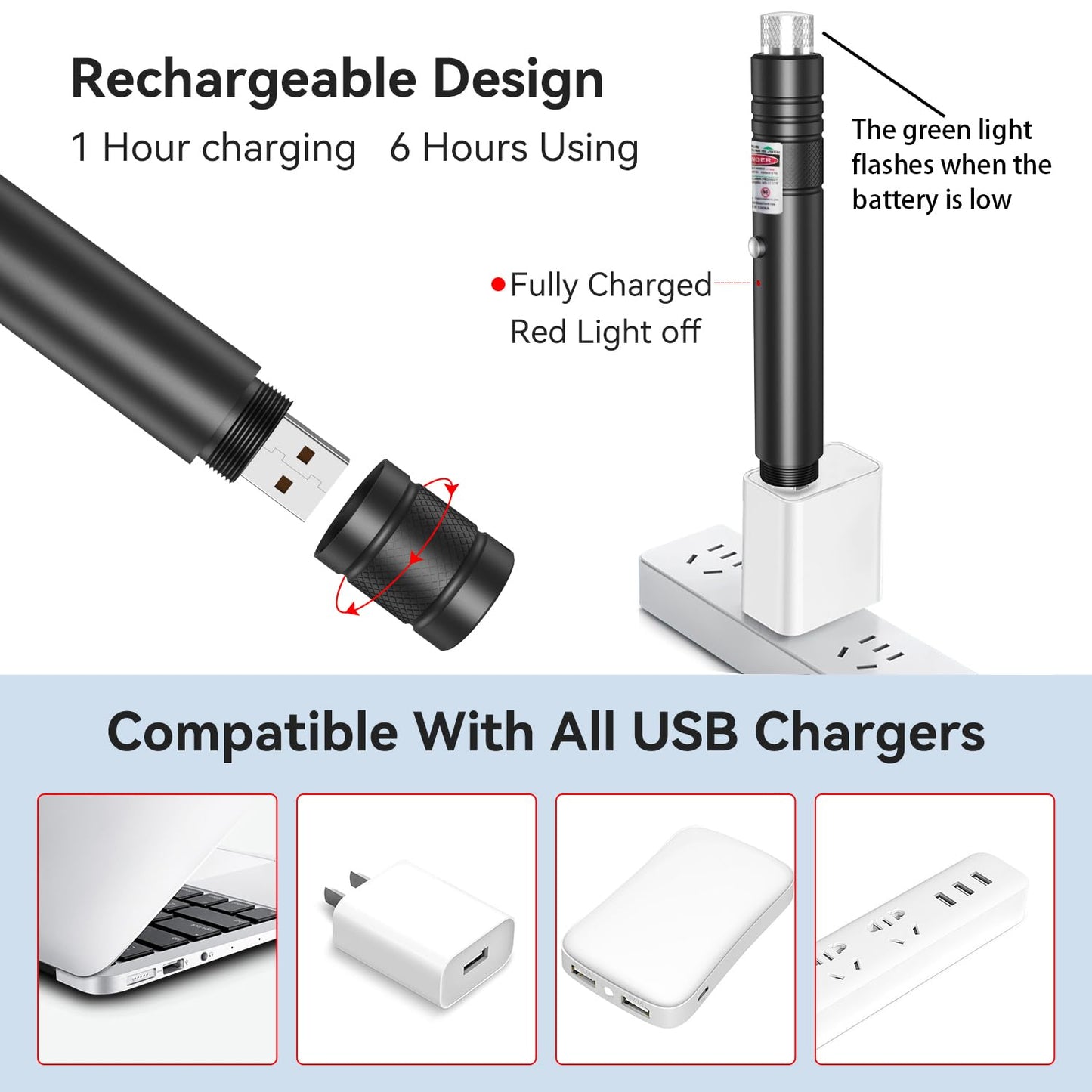 MIPREZT [Professional] Rechargeable Green Laser Pointer High Power Green Beam Laser Light Long Distance Range for TV/LED/LCD Screens Tactical Flashlights Presentation Office/Outdoors/Astronomic [001] - Medaid International