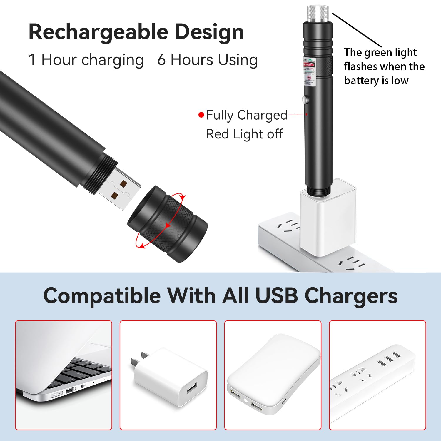 MIPREZT [Professional] Rechargeable Green Laser Pointer High Power Green Beam Laser Light Long Distance Range for TV/LED/LCD Screens Tactical Flashlights Presentation Office/Outdoors/Astronomic [001] - Medaid International