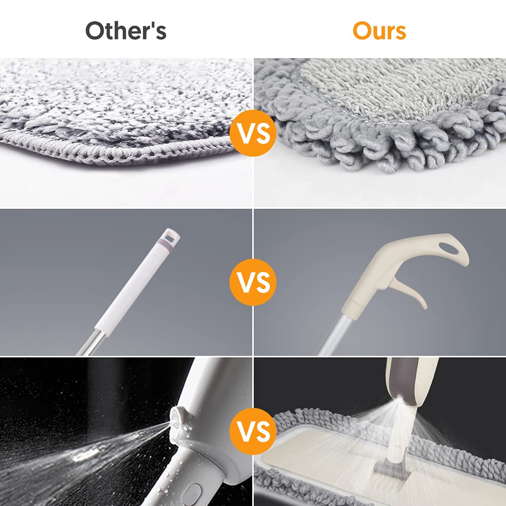 Spray Wet Mops for Hardwood Floor Cleaning - MEXERRIS Microfiber Dust Mop with Spray 3X Reusable Washable Pads Hard Wood Floor Mops Commercial Home Use for Laminate Wood Tiles Hardwood - Medaid International
