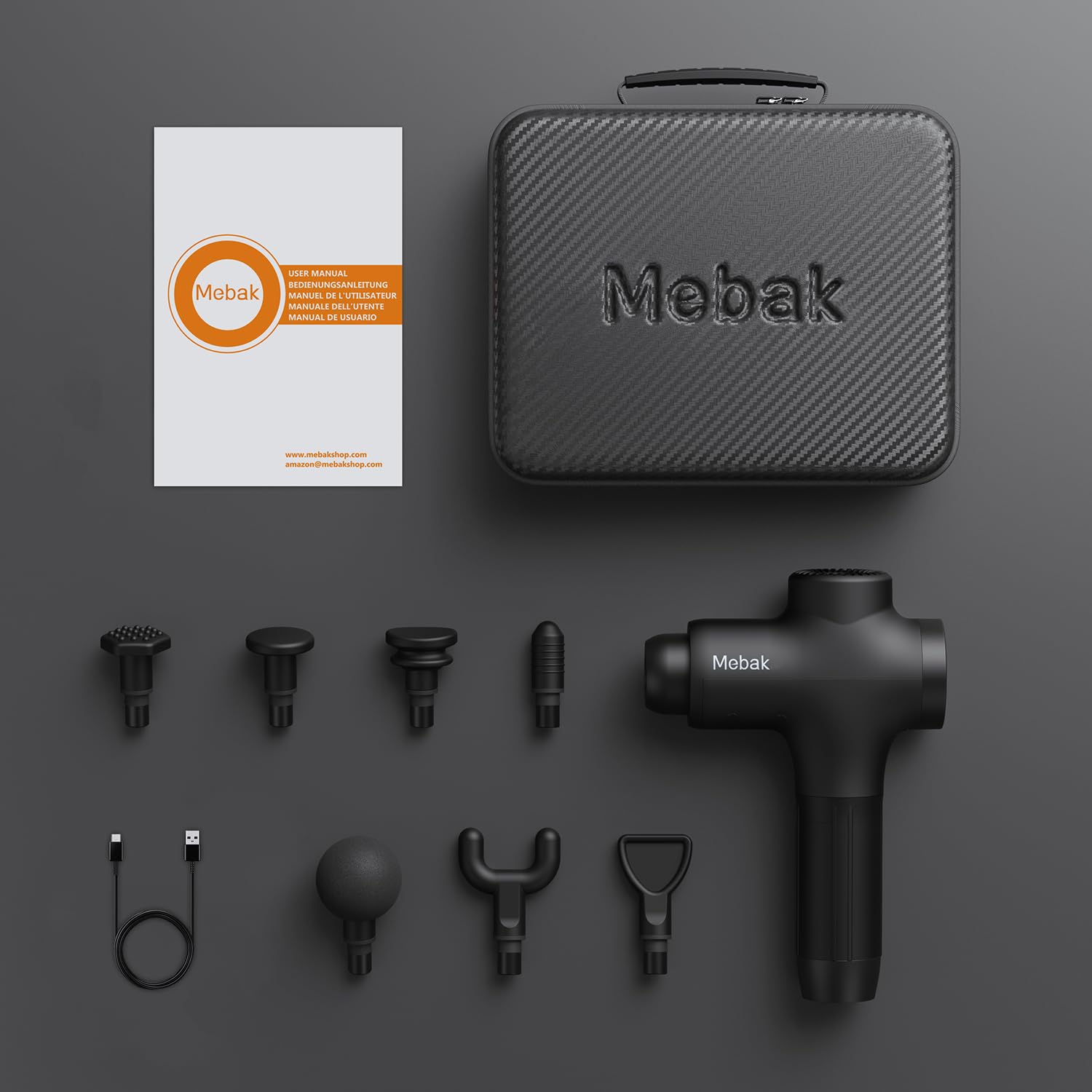 Mebak 3 Massage Gun, Massage Gun Deep Tissue for Athletes, Professional Muscle Percussion Massager, Massager for Shoulder Leg Back Body Pain Relief, Quiet Portable Sport Tool, Gifts for Him - Medaid International