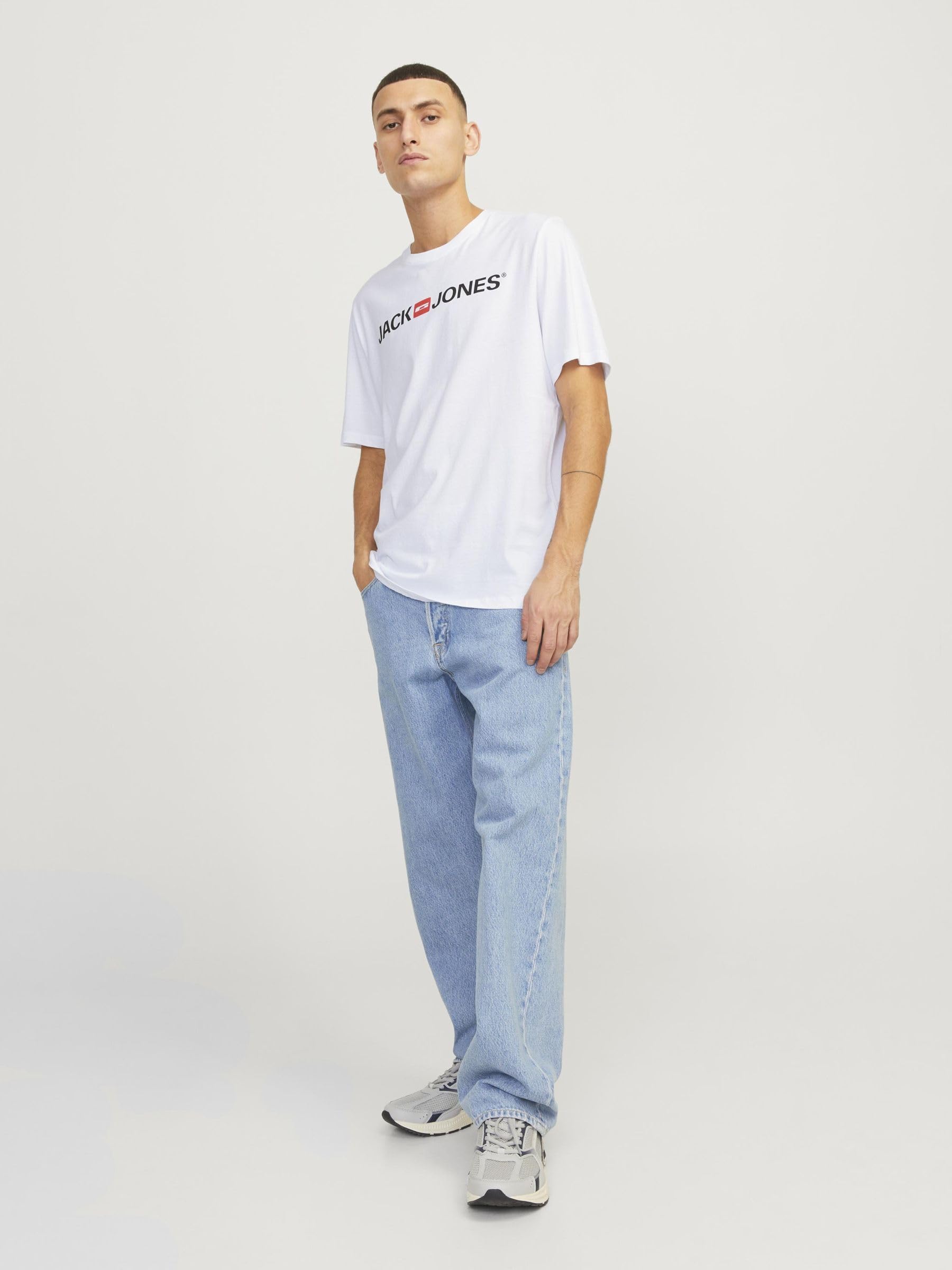 JACK & JONES Mens JJEJOSH TEE SS Crew Neck NOOST-Shirt, White, Large - Medaid International