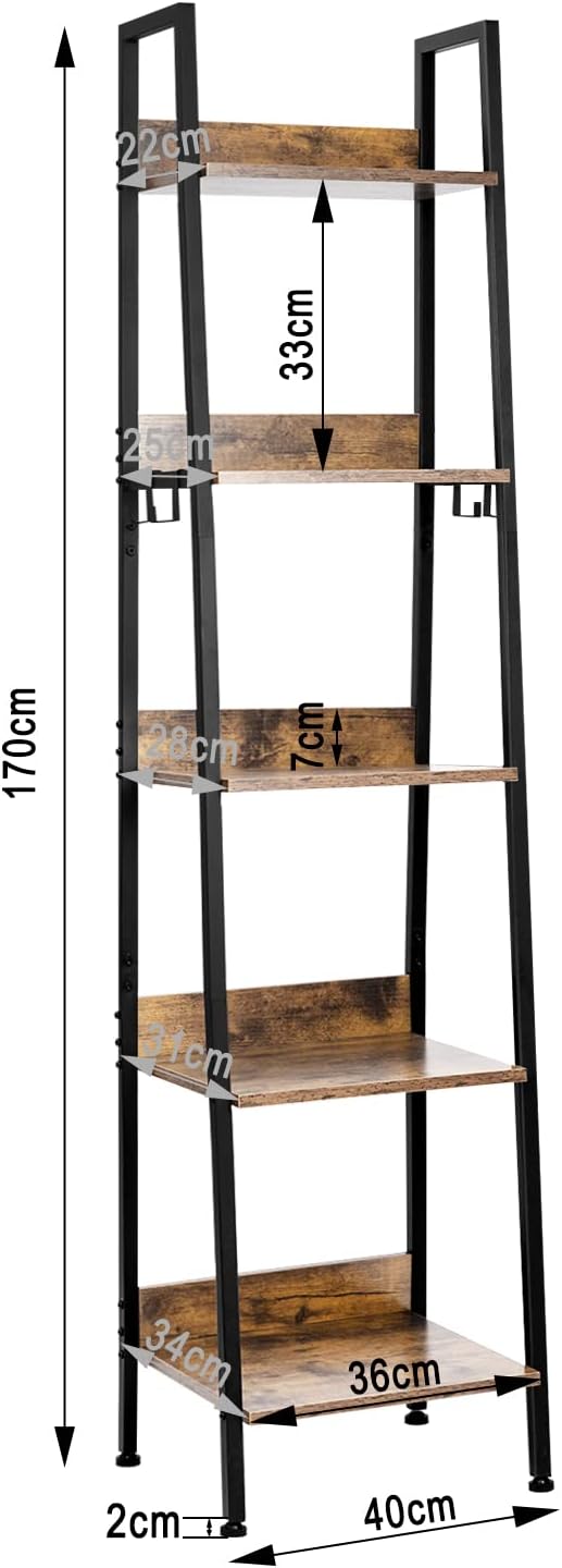 WOLTU 5-Shelf Bookcase (RGB9289hov)