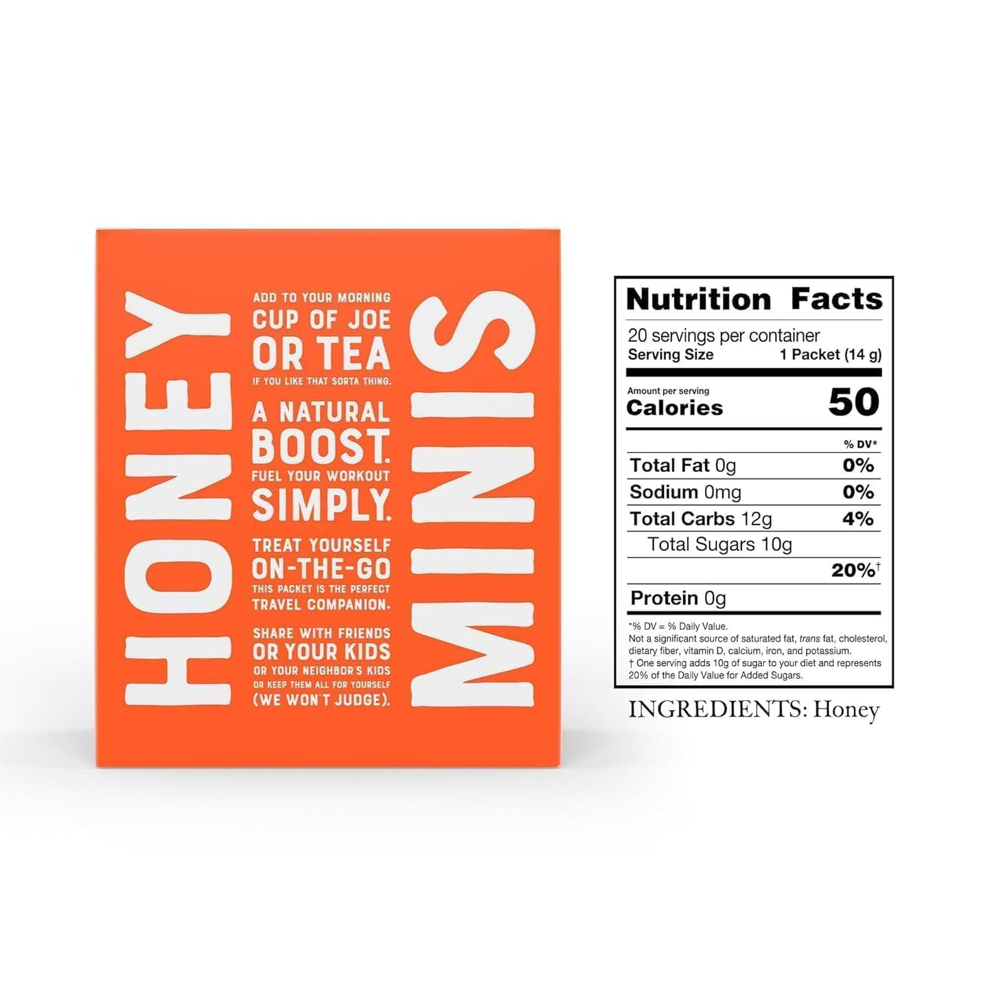 Nate's Honey Minis - Single-Serve 100% Pure, Raw & Unfiltered Honey – 0.49oz Packets, 20ct box - Medaid International